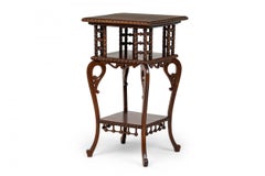American Victorian Mahogany Square Side Table with Turned Ball Supports