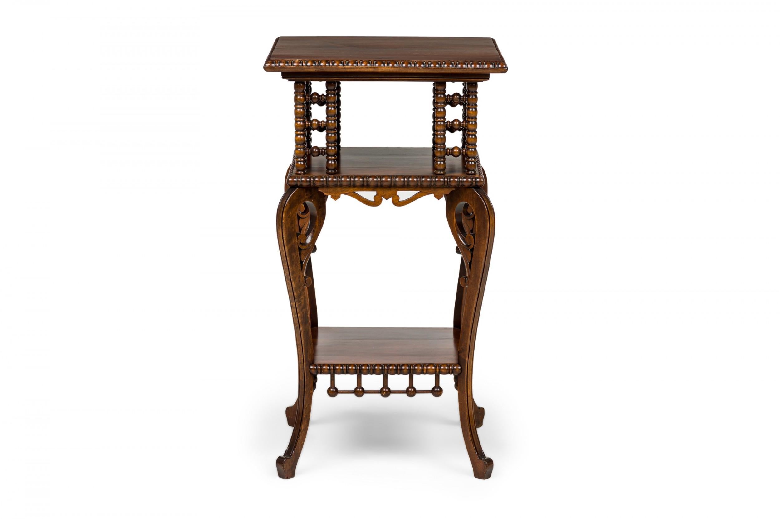 American Victorian Mahogany Square Side Table with Turned Ball Supports For Sale 1