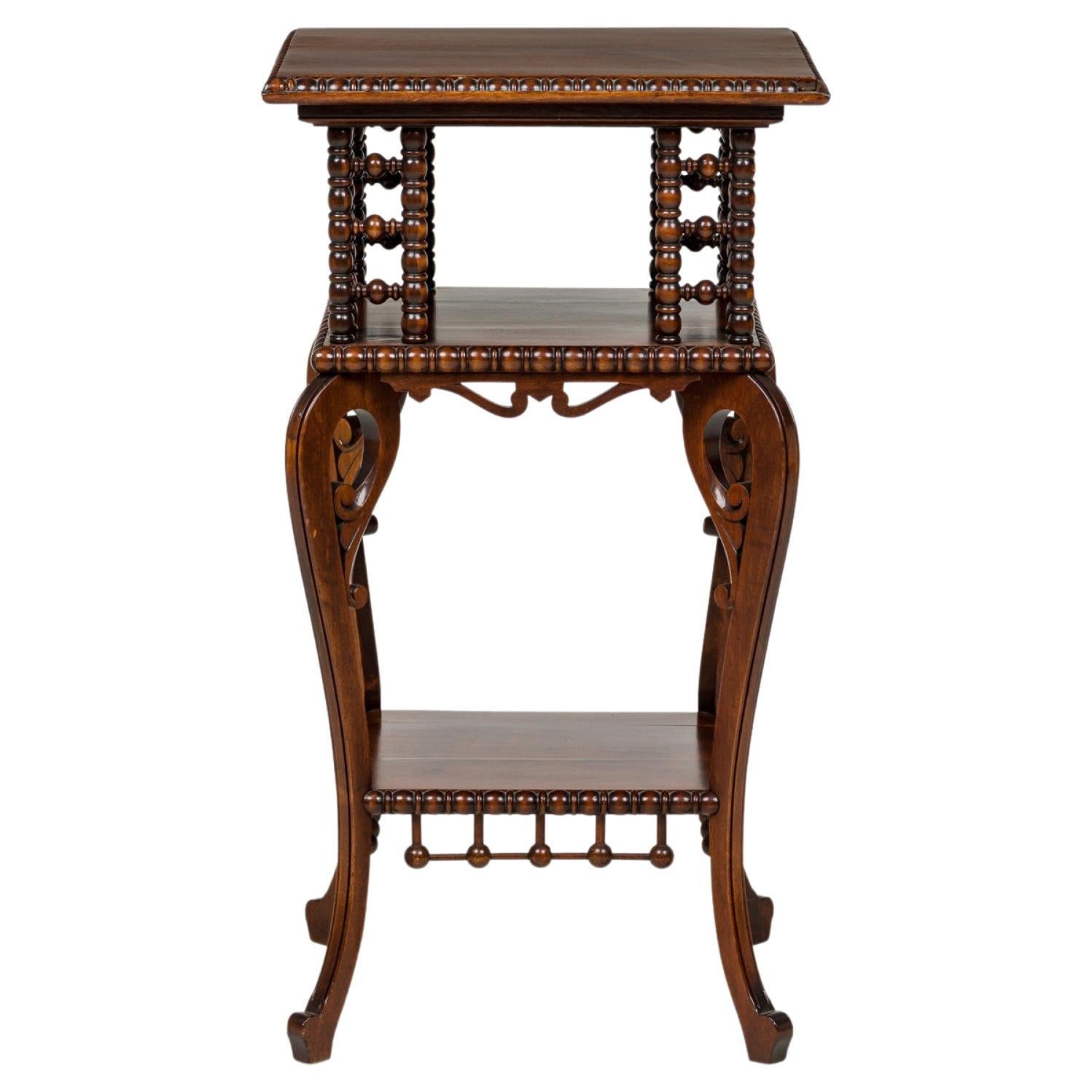 American Victorian Mahogany Square Side Table with Turned Ball Supports