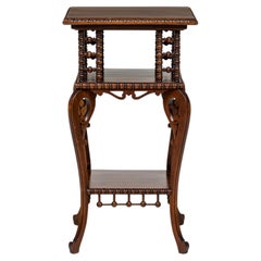 Antique American Victorian Mahogany Square Side Table with Turned Ball Supports