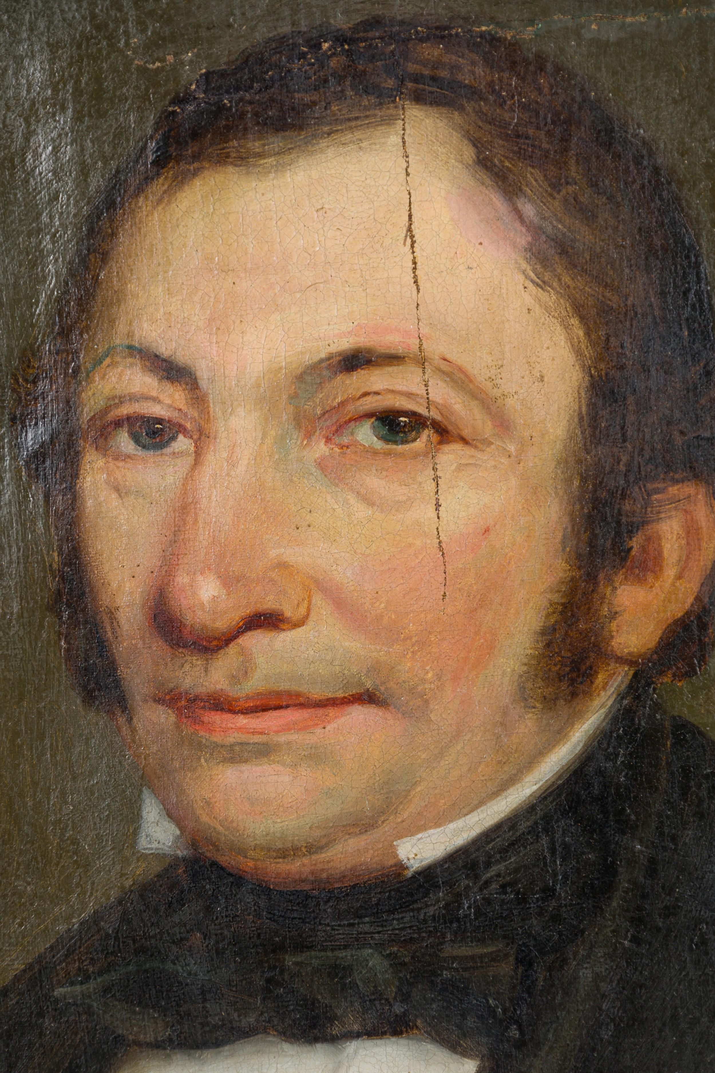Hand-Painted American Victorian Man Portrait For Sale