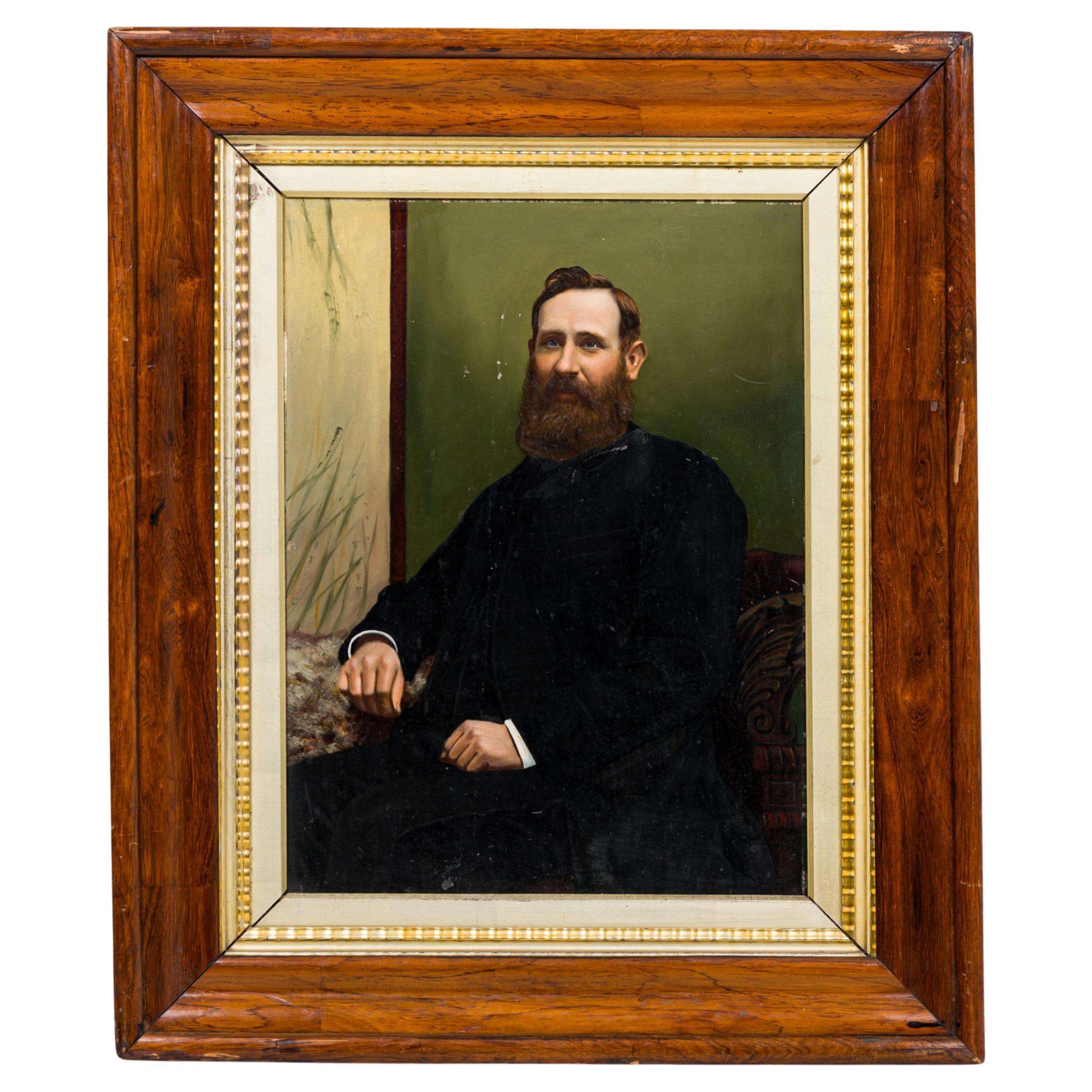 American Victorian Man Wearing Black Portrait