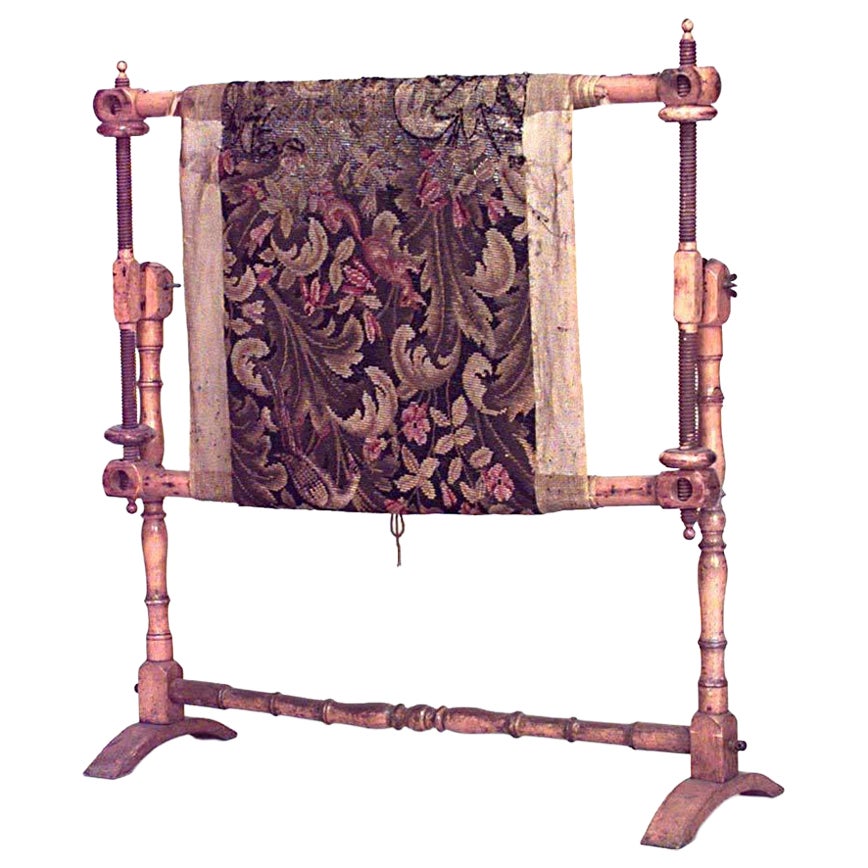 American Victorian Maple Loom with Weaving For Sale