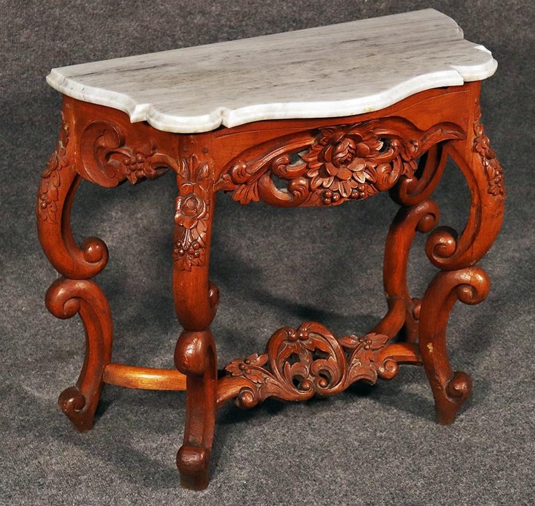 American Victorian MarbleTop Console Table at 1stDibs
