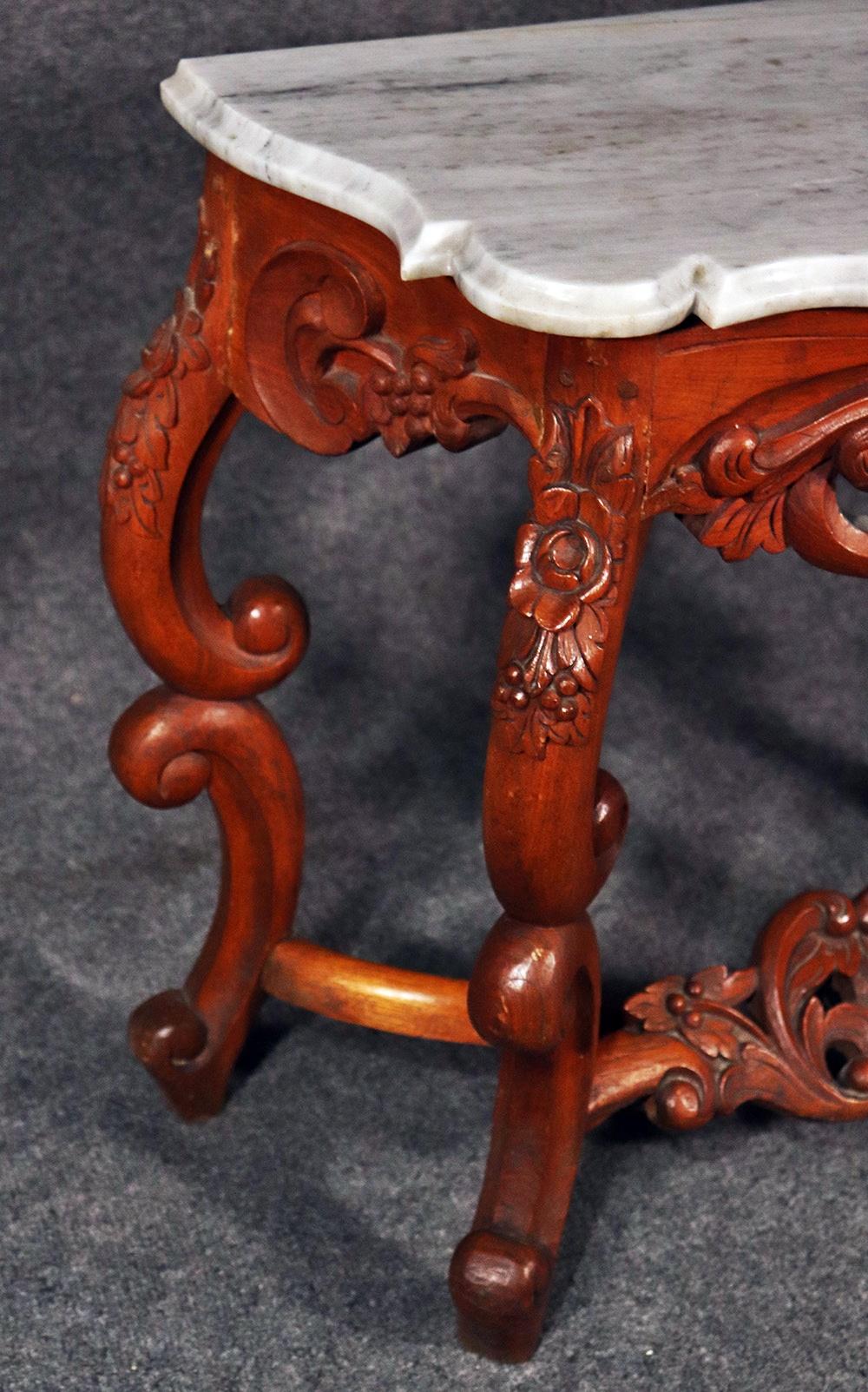 marble top console table vintage