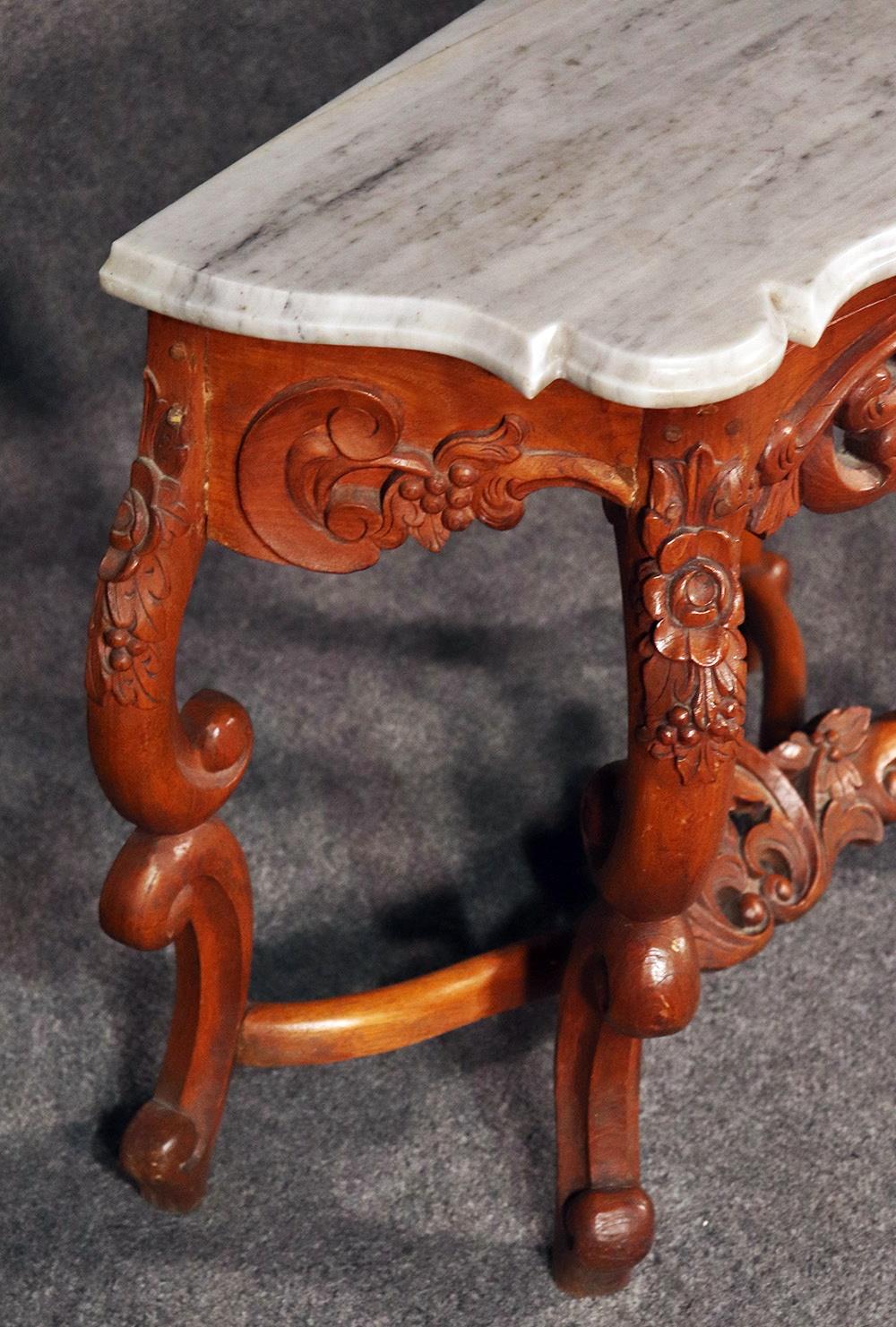 20th Century American Victorian Marble-Top Console Table