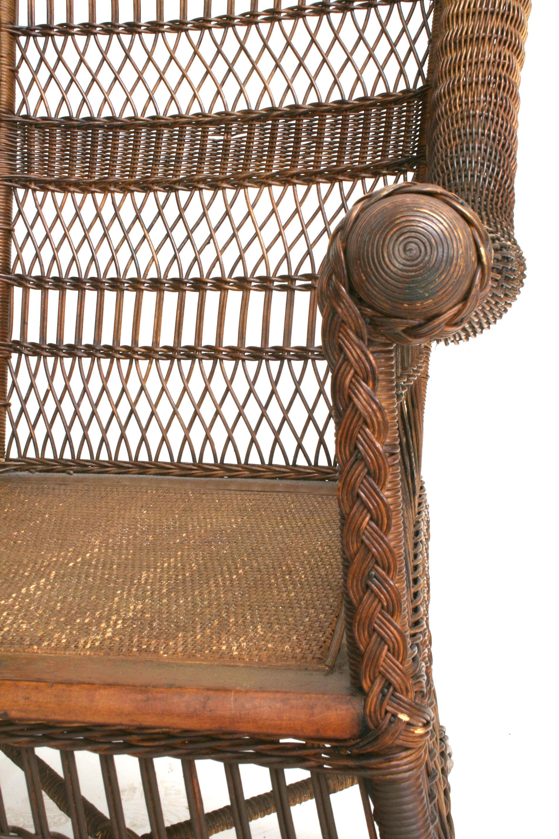 20th Century American Victorian Wicker Arm Chair For Sale