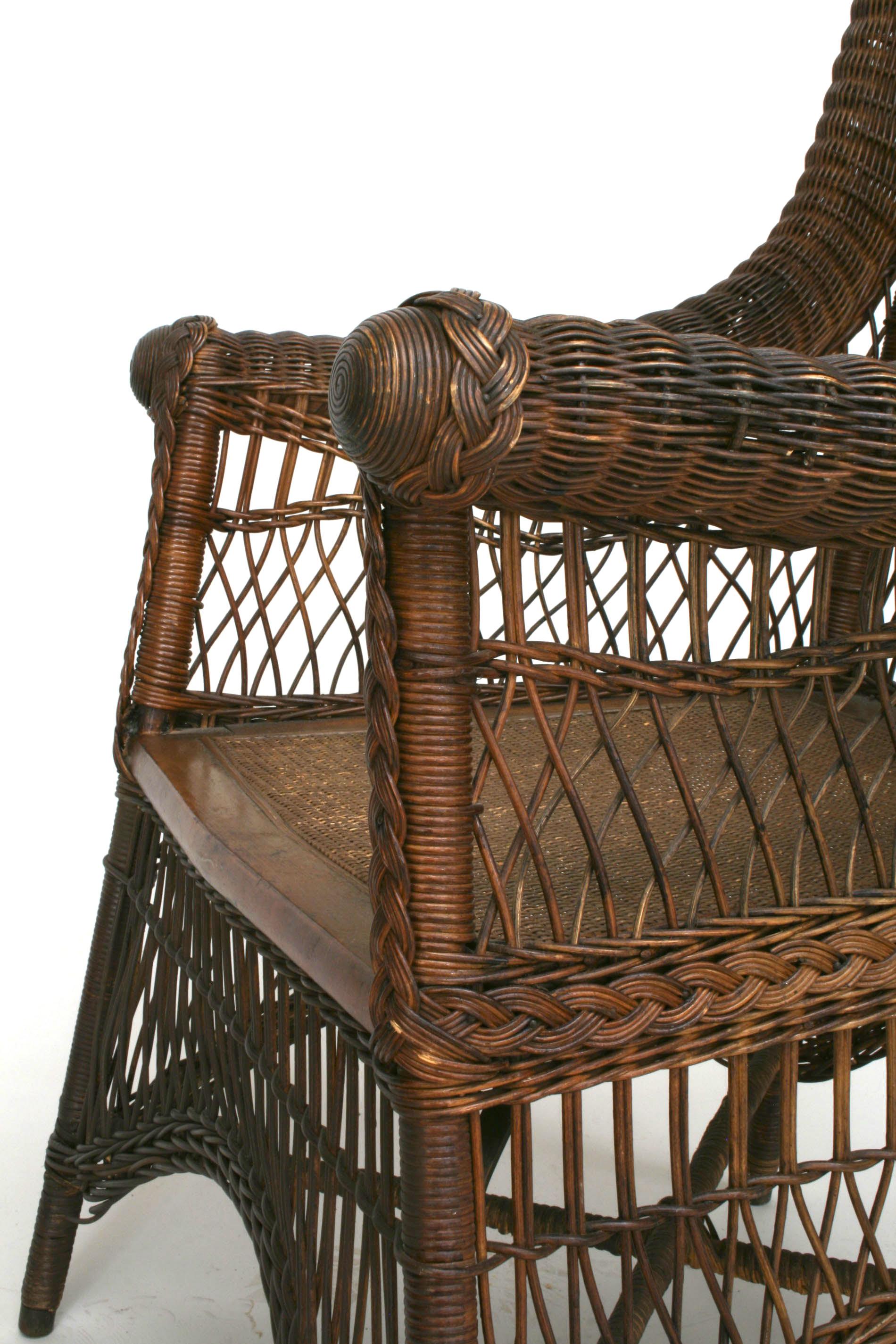 American Victorian Wicker Arm Chair For Sale 1