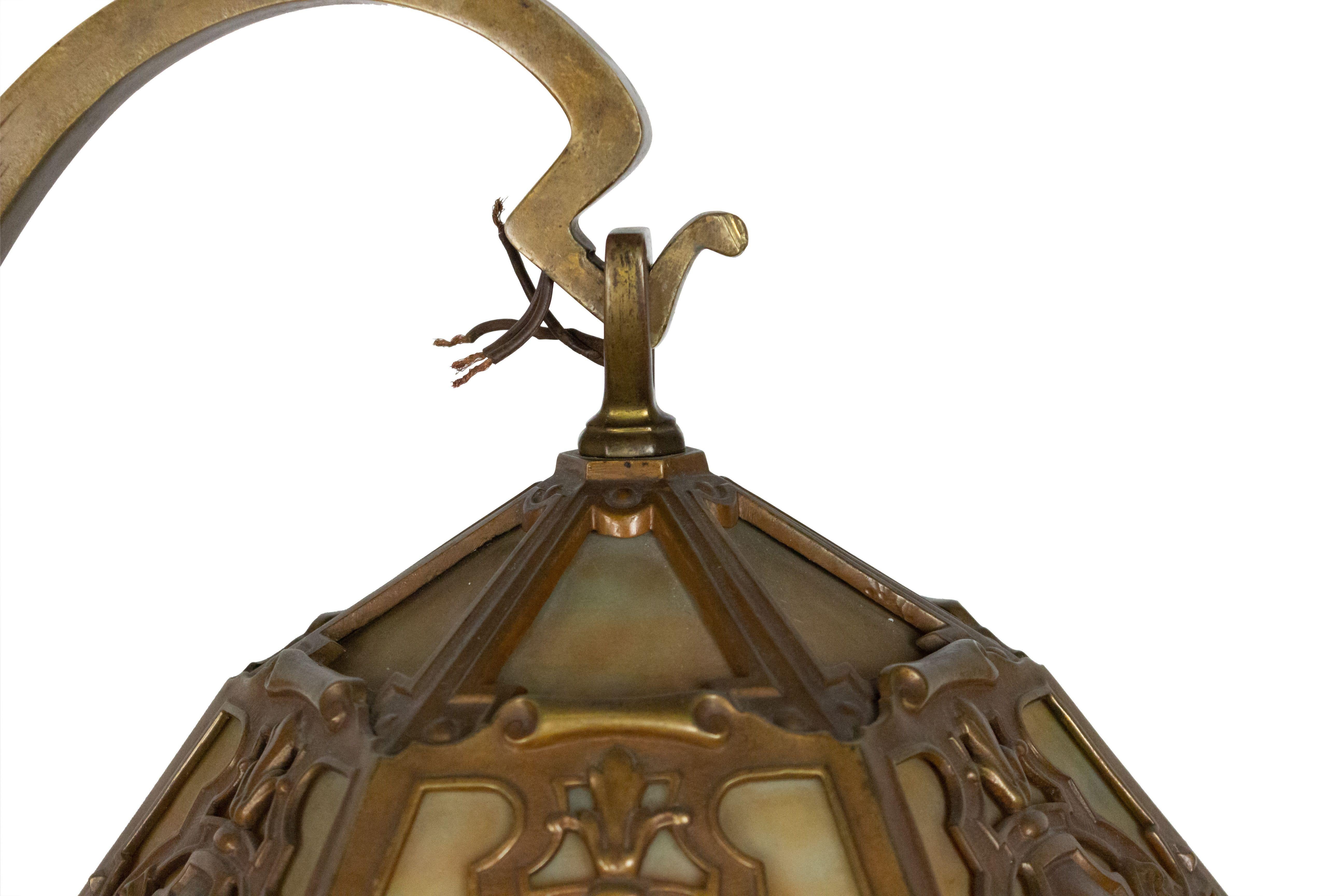Lámpara de estudiante doble American Victorian Caldwell Bronce siglo XX en venta