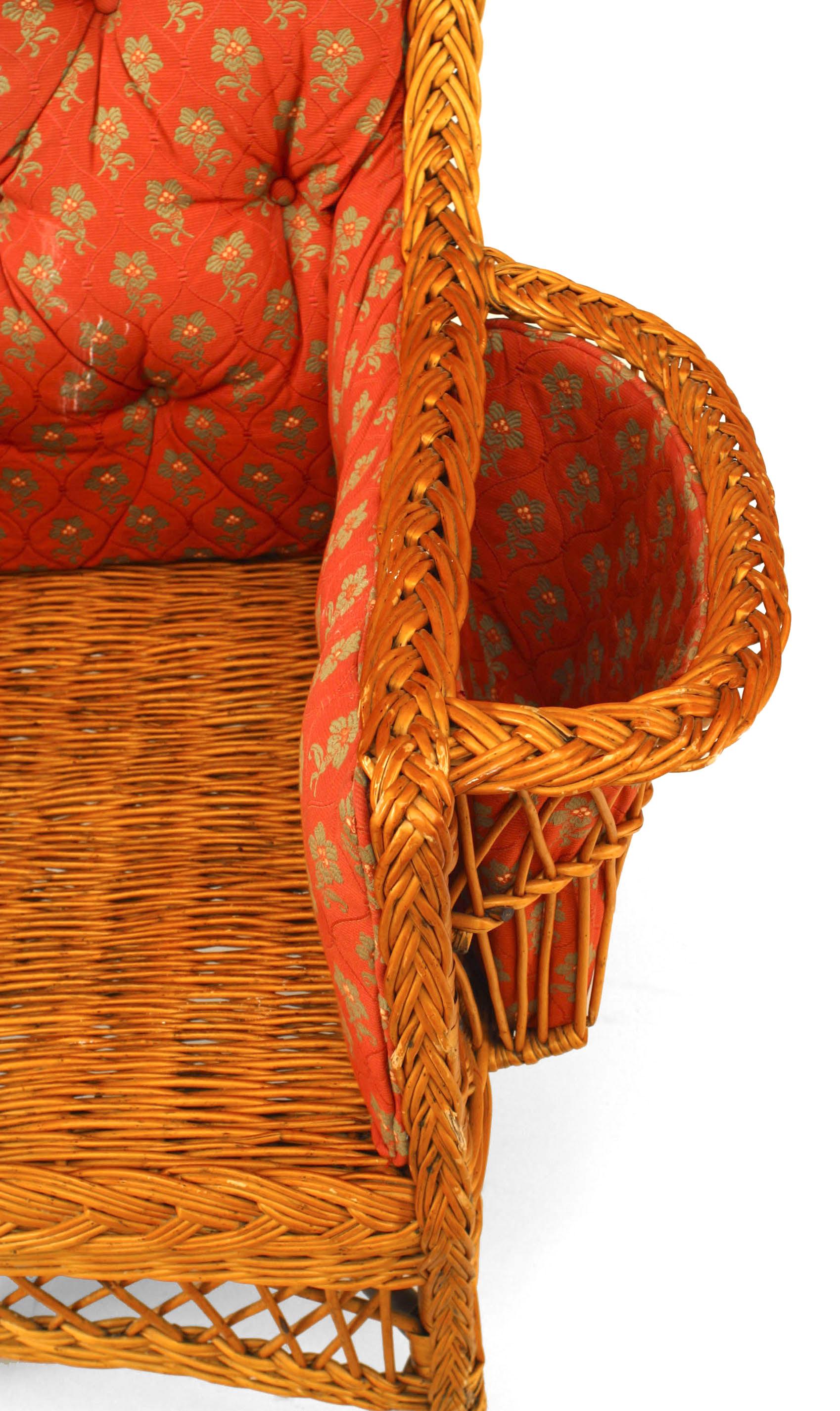 American Victorian Wicker Wing Chair In Good Condition For Sale In New York, NY