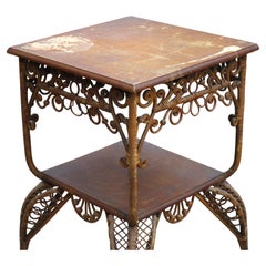 Antique American Victorian Wicker Parlor Table