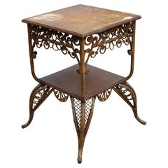 American Victorian Natural Wicker Parlor Table, 1880-1890