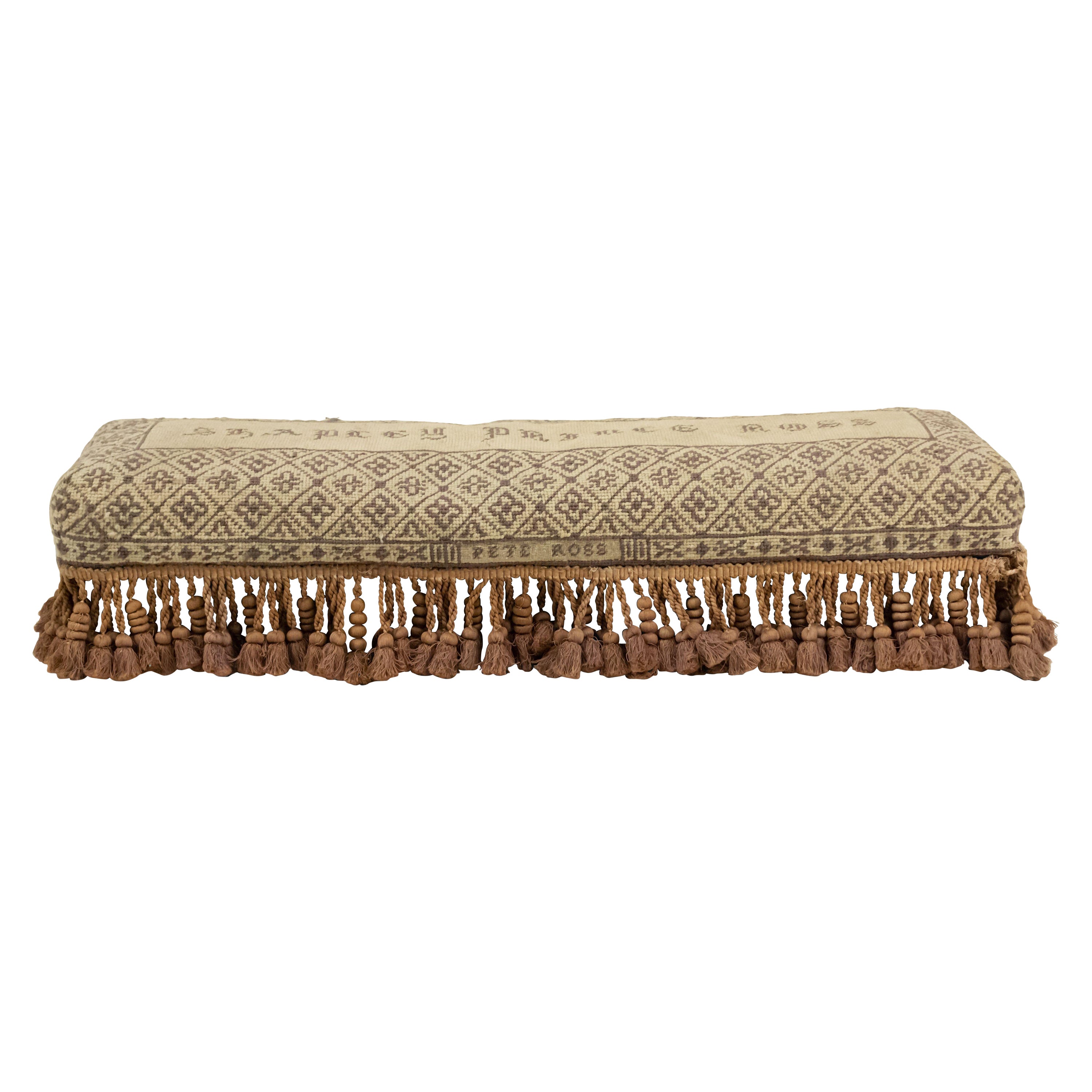 American Victorian Needlepoint Stool with Tassels