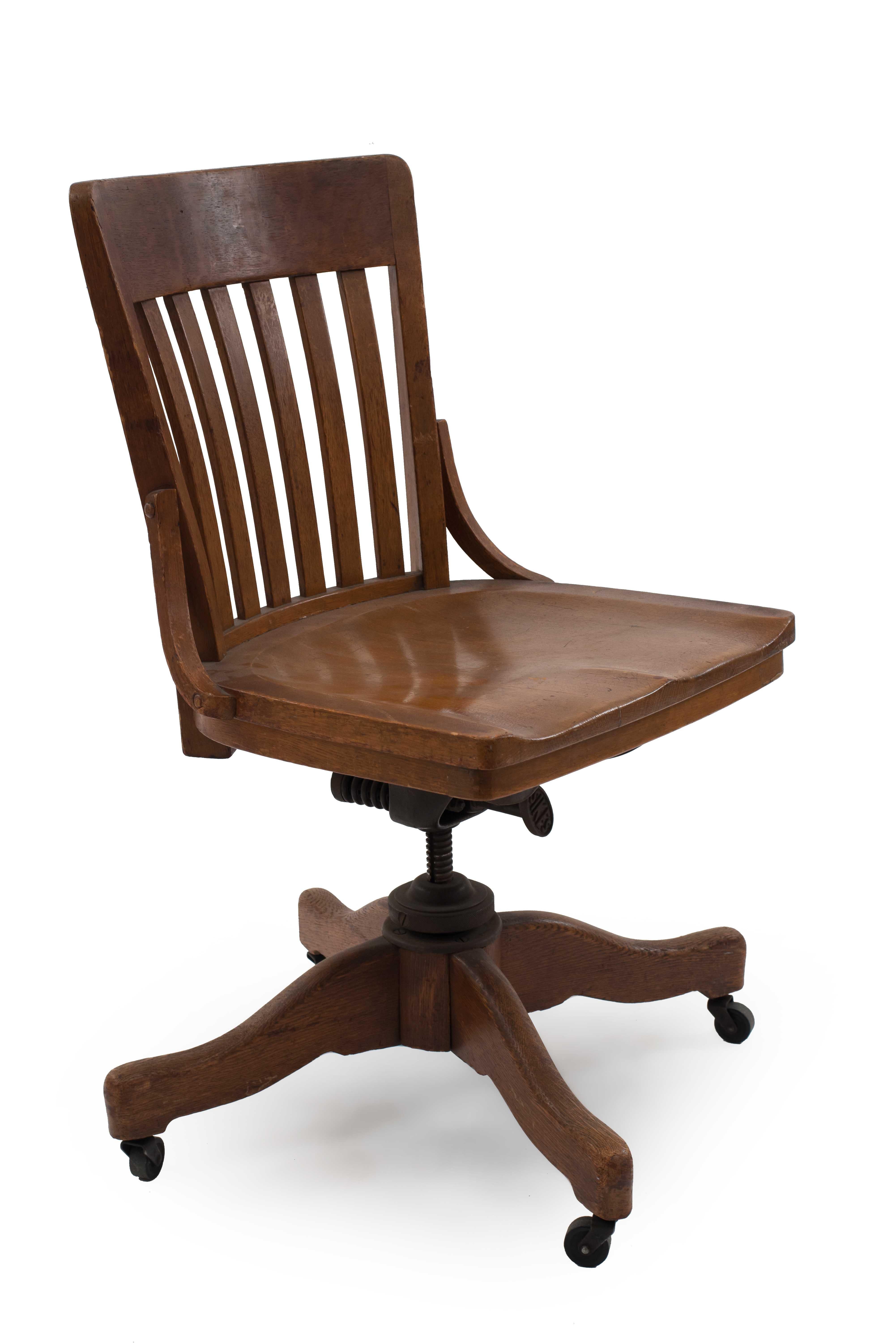 Slate American Victorian Oak Swivel Chair