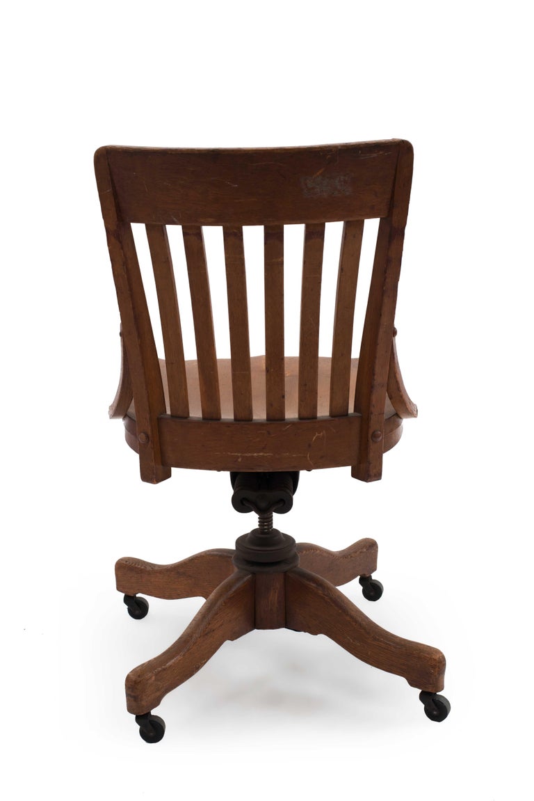 American Victorian Oak Swivel Chair For Sale at 1stDibs