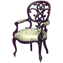 Amerikanischer viktorianischer Sessel aus Palisanderholz mit offener Rückenlehne