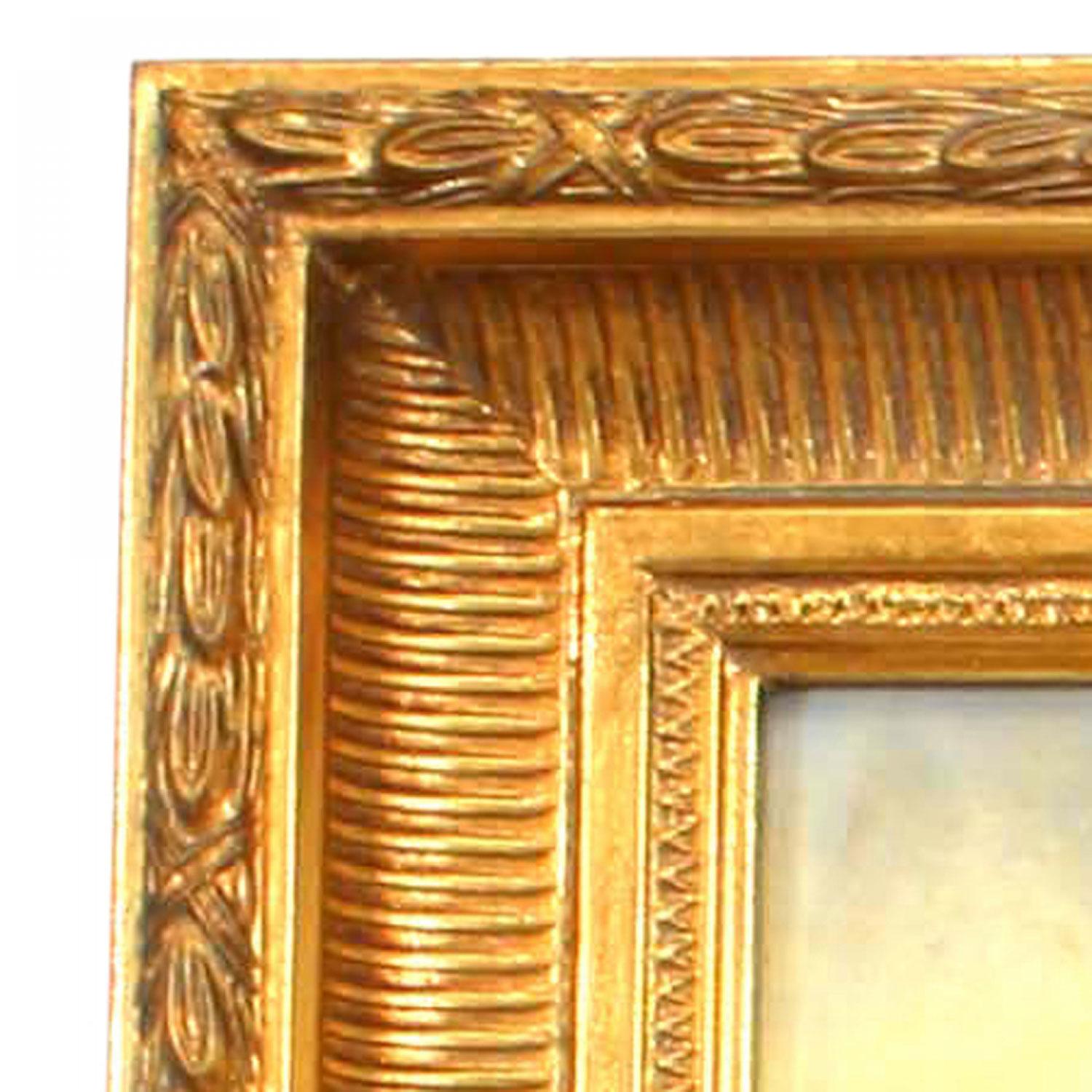 Peinture à l'huile sur toile de style victorien américain (20e siècle) représentant un bateau à aubes noir dans un cadre sculpté et doré.