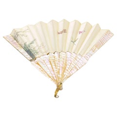 American Victorian Painted Hand Fan