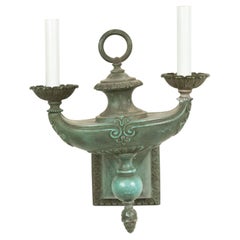 American Victorian Patinated Bronze Aladdin Lamp Wall Sconce