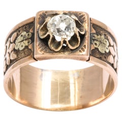 Anillo de Oro de 14 Kt y Diamantes de la Época Victoriana Americana