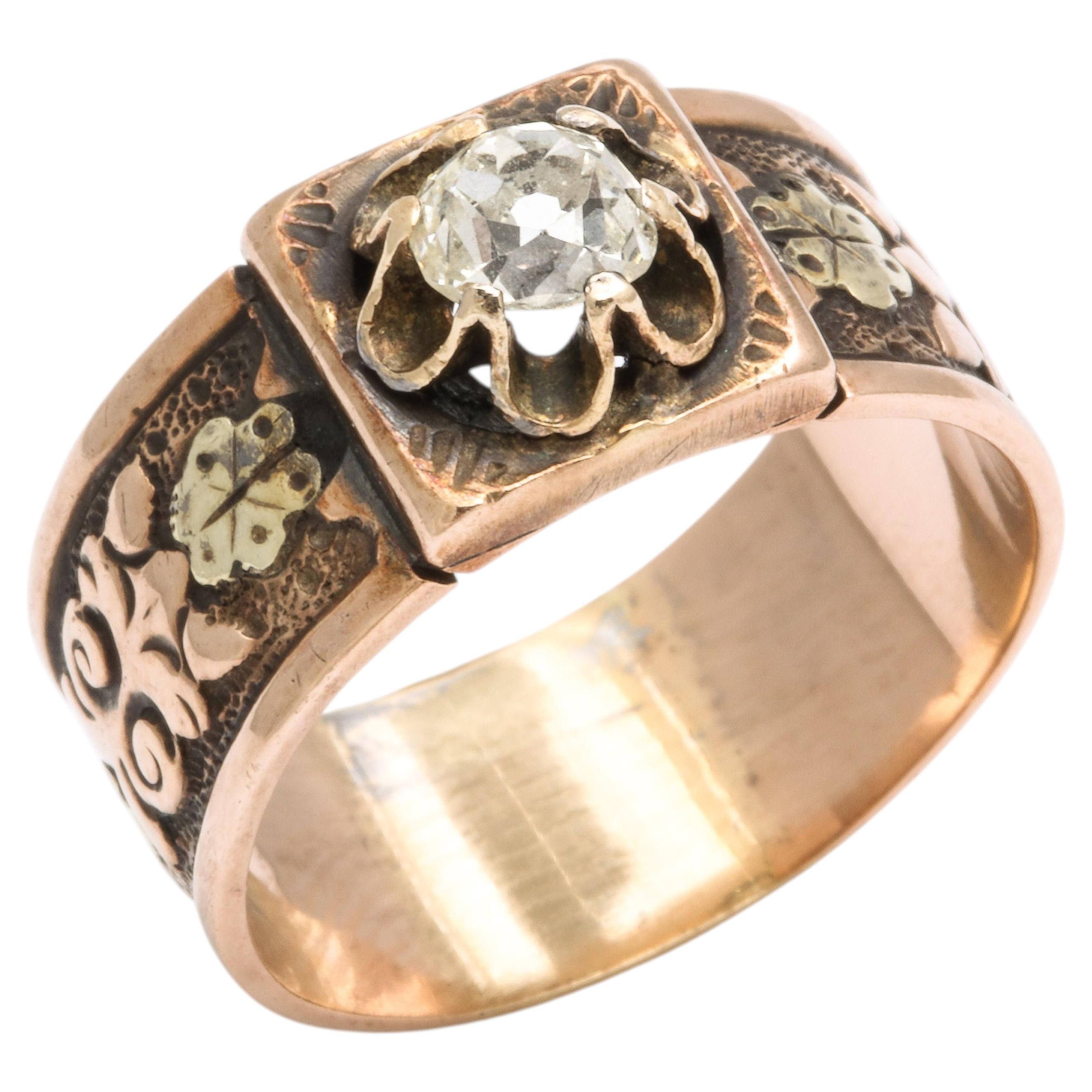 American Victorian Period 14Kt Gold and Diamond Ring For Sale