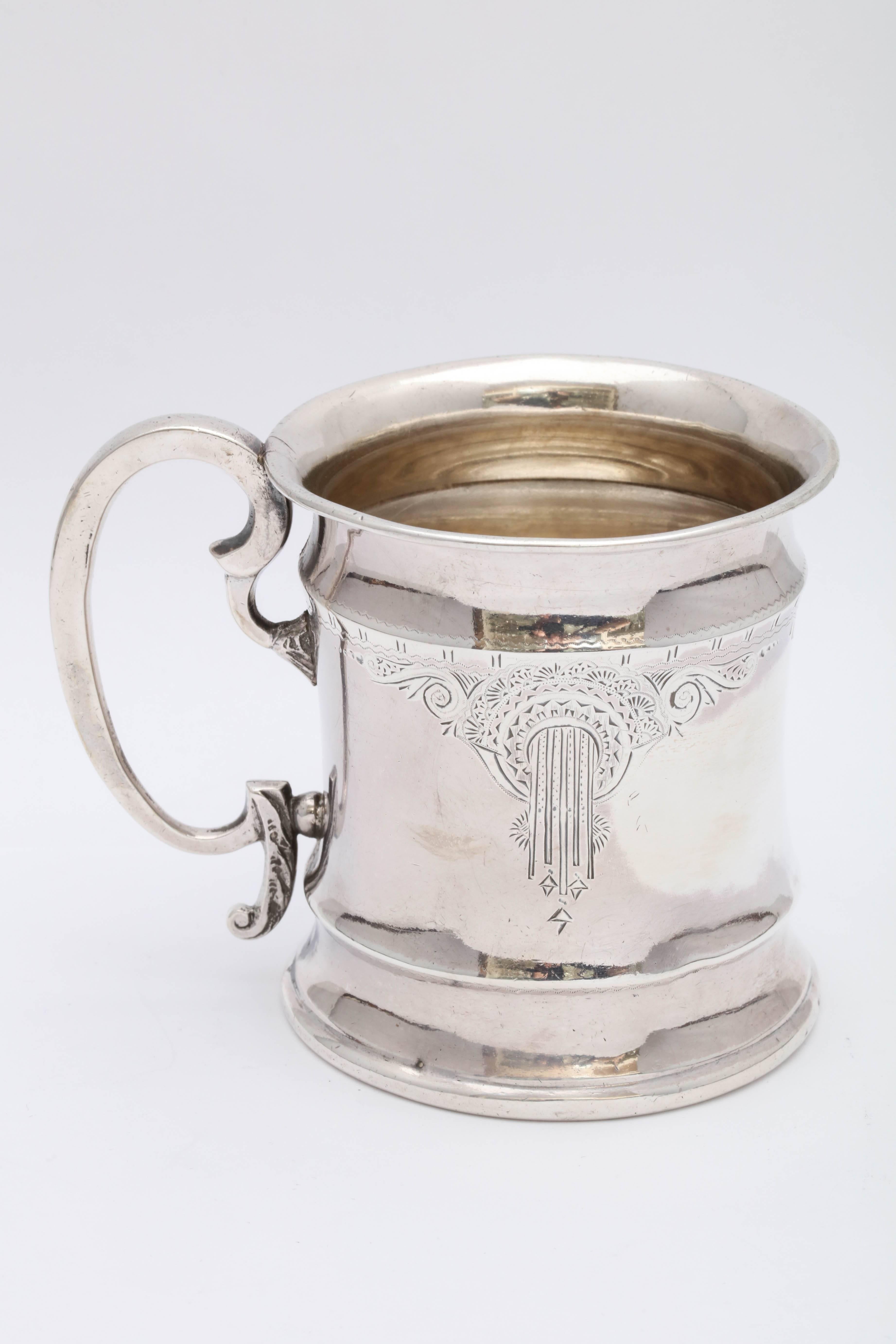 American Victorian Period Sterling Silver Etched Baby Cup/Mug 2