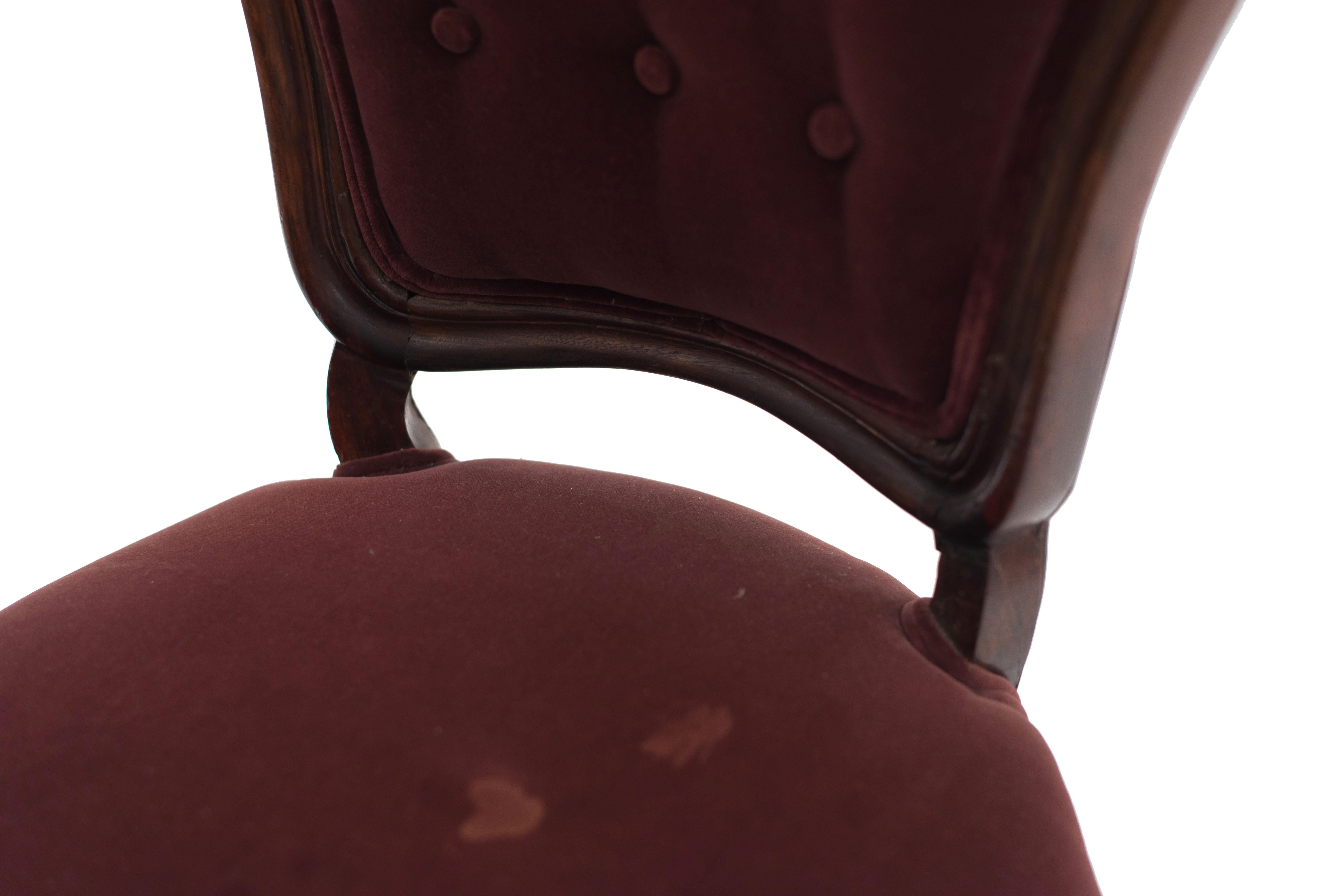 Late Victorian American Victorian Red Velvet Side Chairs For Sale