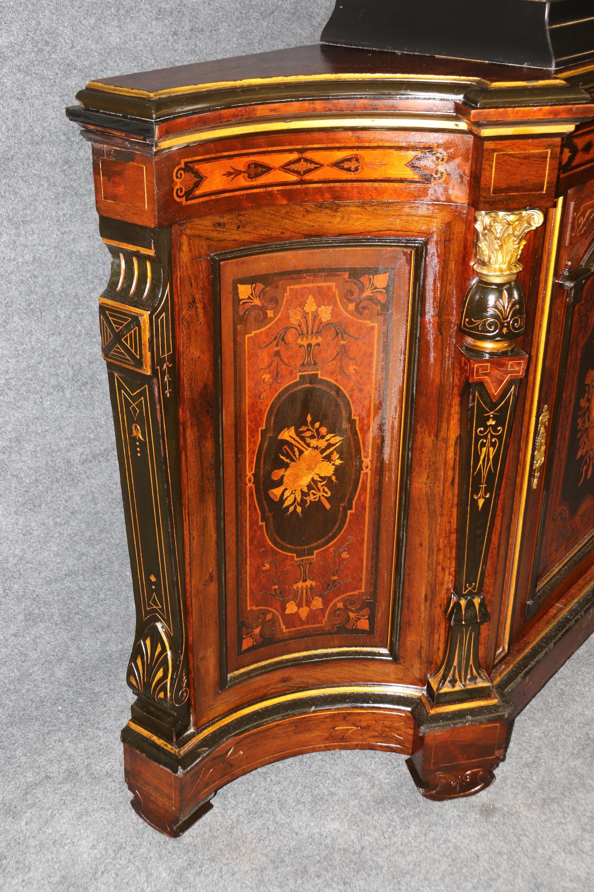 American Victorian Renaissance Revival Walnut and Satinwood Sideboard Circa 1870 2