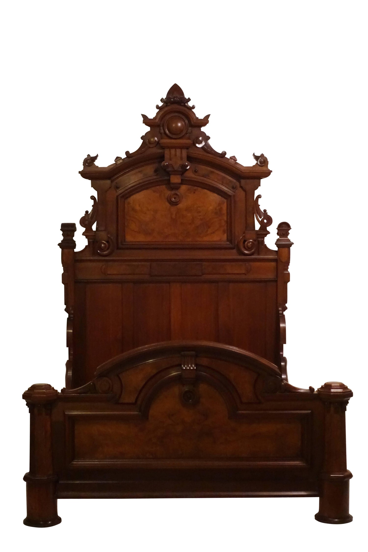 Antique furniture book walnut wood collector percival chairs tables beds 1927. american victorian renaissance walnut and burl walnut bed circa 1880
