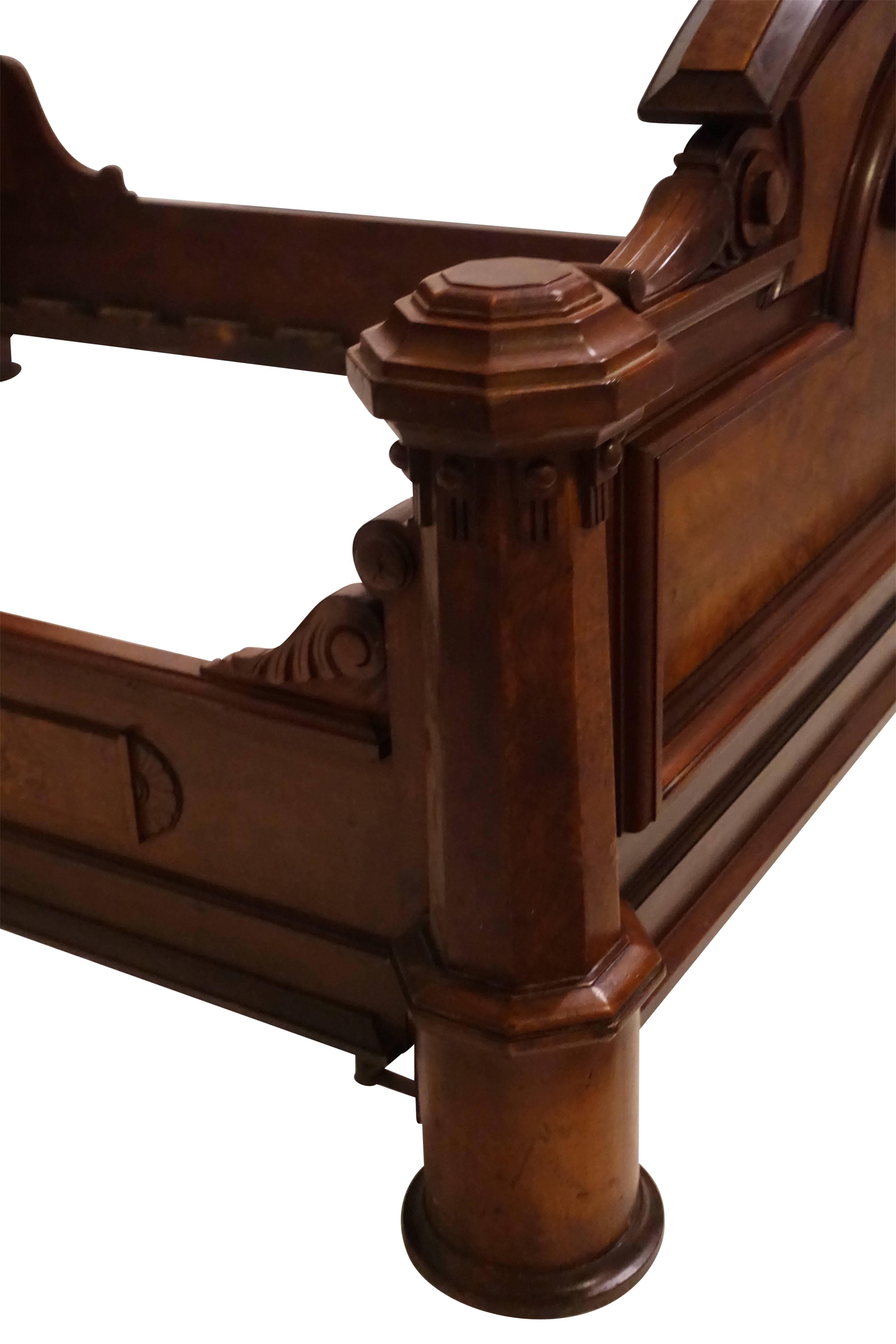 19th Century American Victorian Renaissance Walnut and Burl Walnut Bed, circa 1880