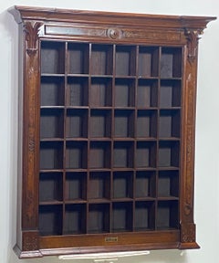 American Victorian Renaissance Walnut Hotel Key Hotel Cabinet, 19th Century
