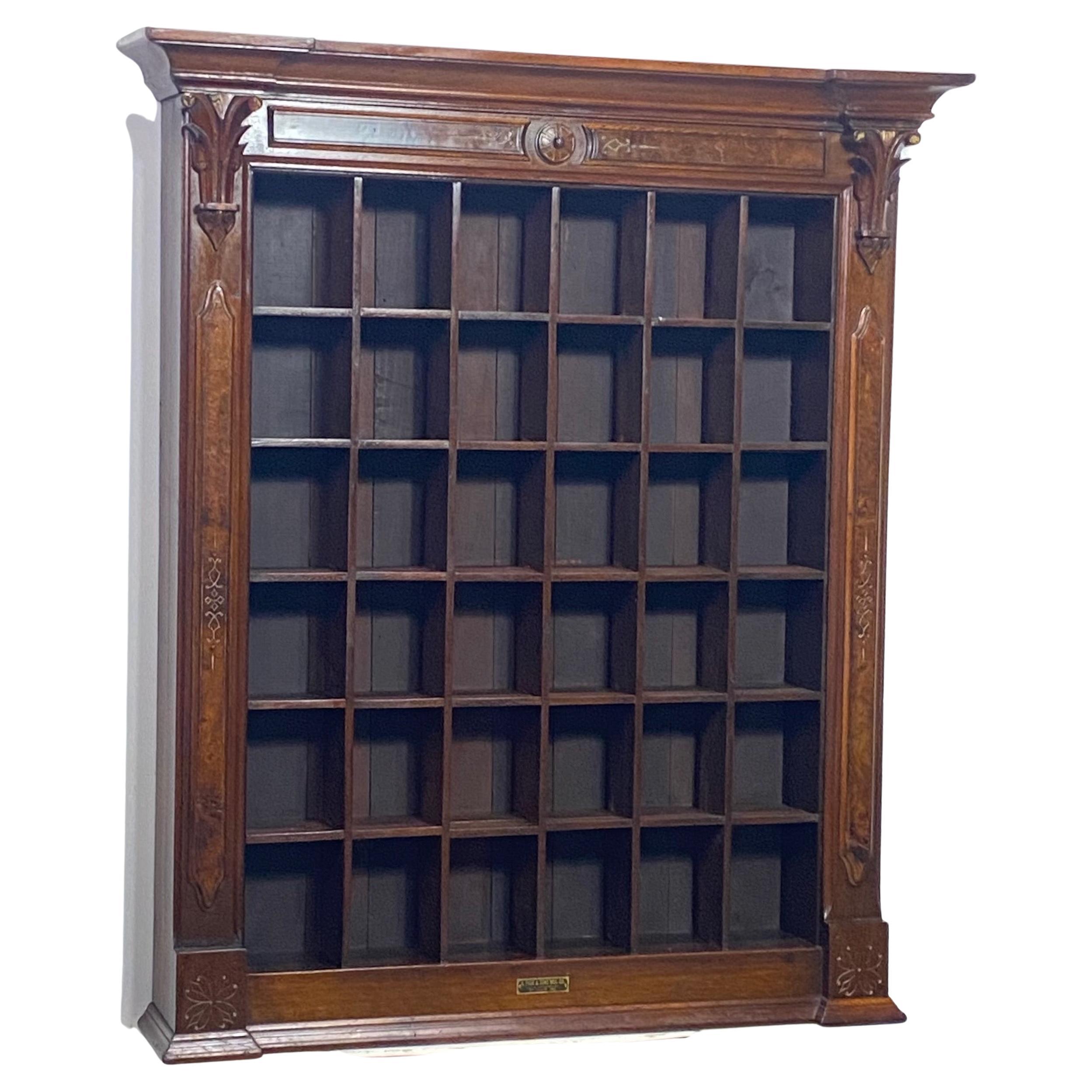 American Victorian Renaissance Walnut Hotel Key Hotel Cabinet, 19th Century  For Sale at 1stDibs