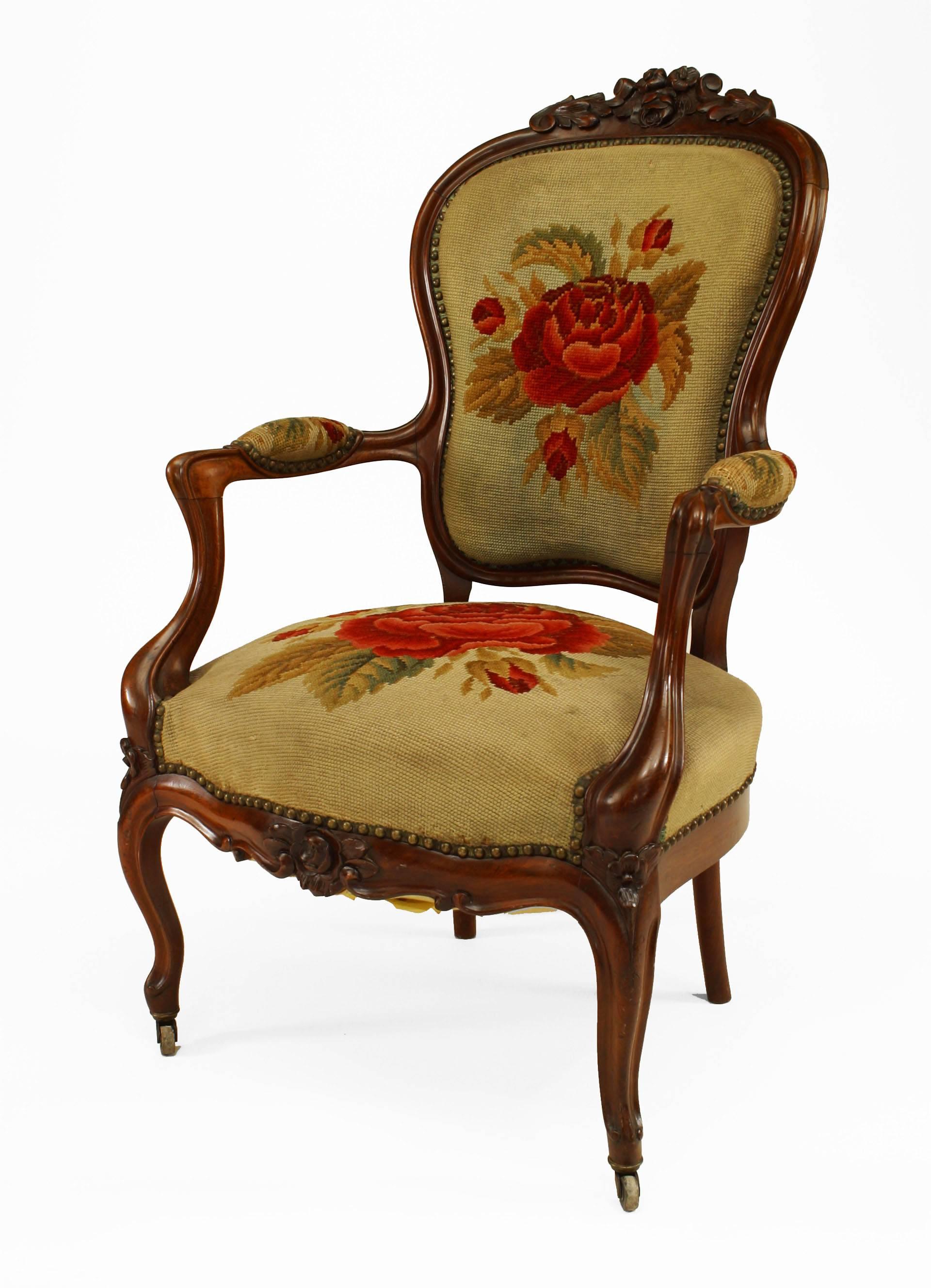 XIXe siècle Ensemble de salon américain victorien de 11 pièces en tapisserie à l'aiguille en vente