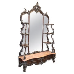 American Victorian Rosewood and Marble Mirrored Meeks or Belter Style Etagere