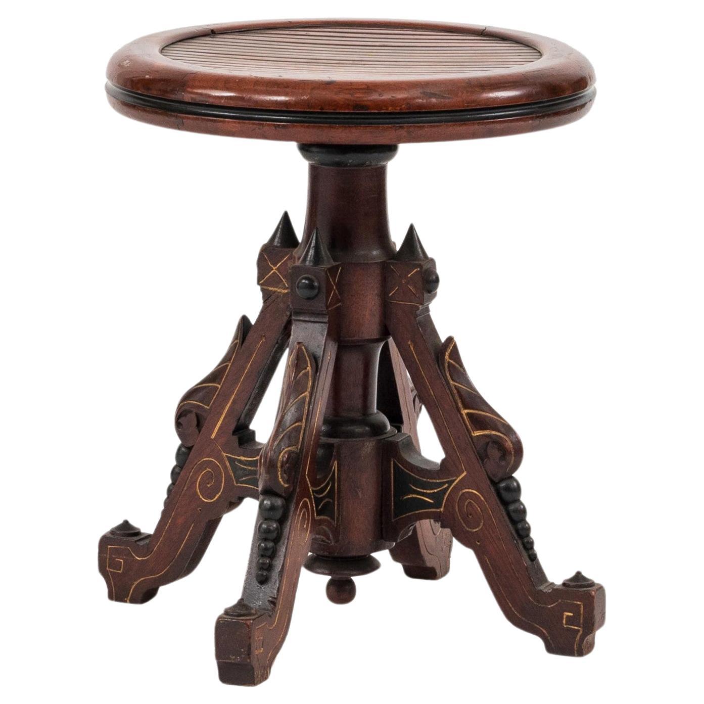 Tabouret pivotant victorien américain en bois de rose