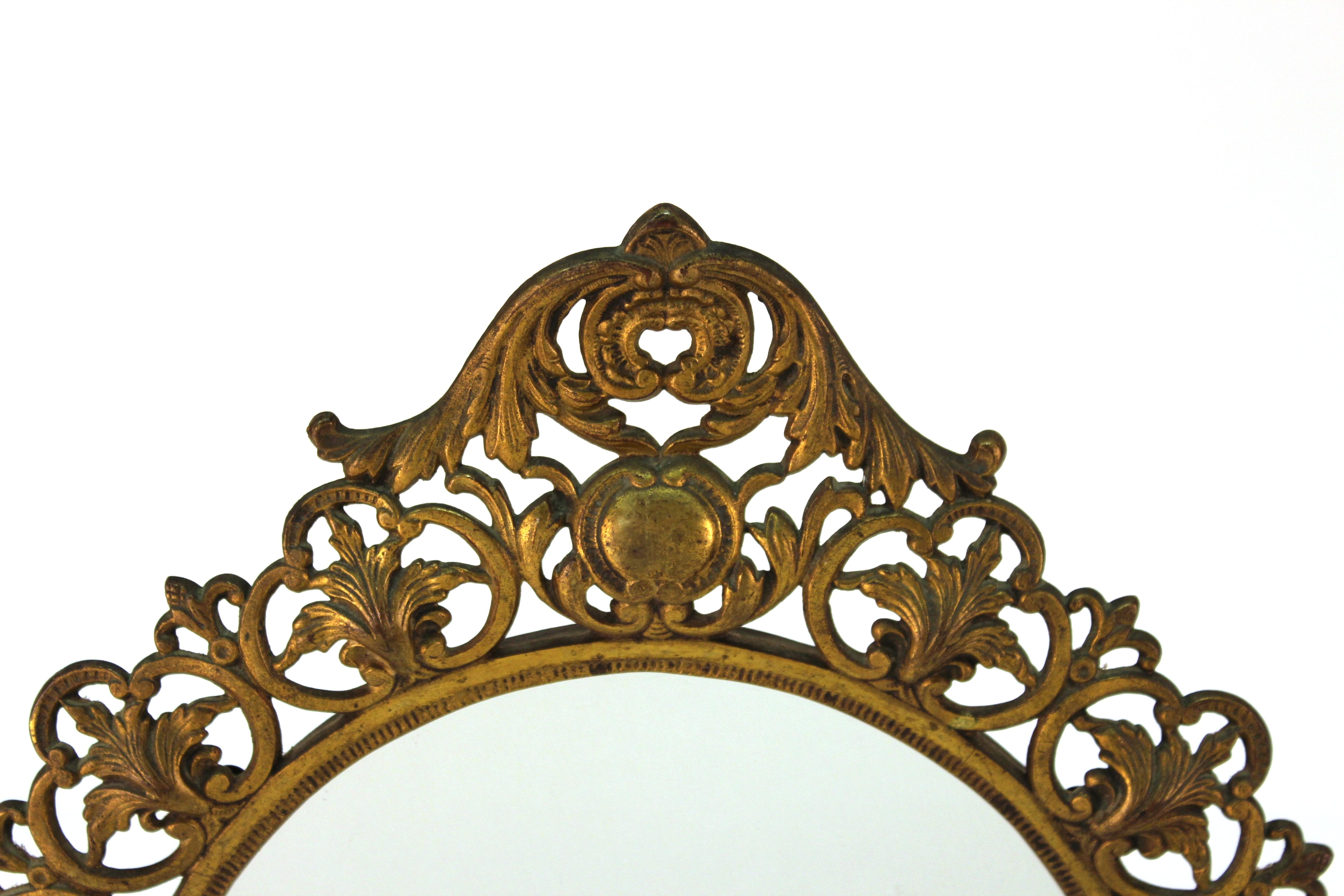 American Victorian Round Gilt Metal Table Mirrors 1