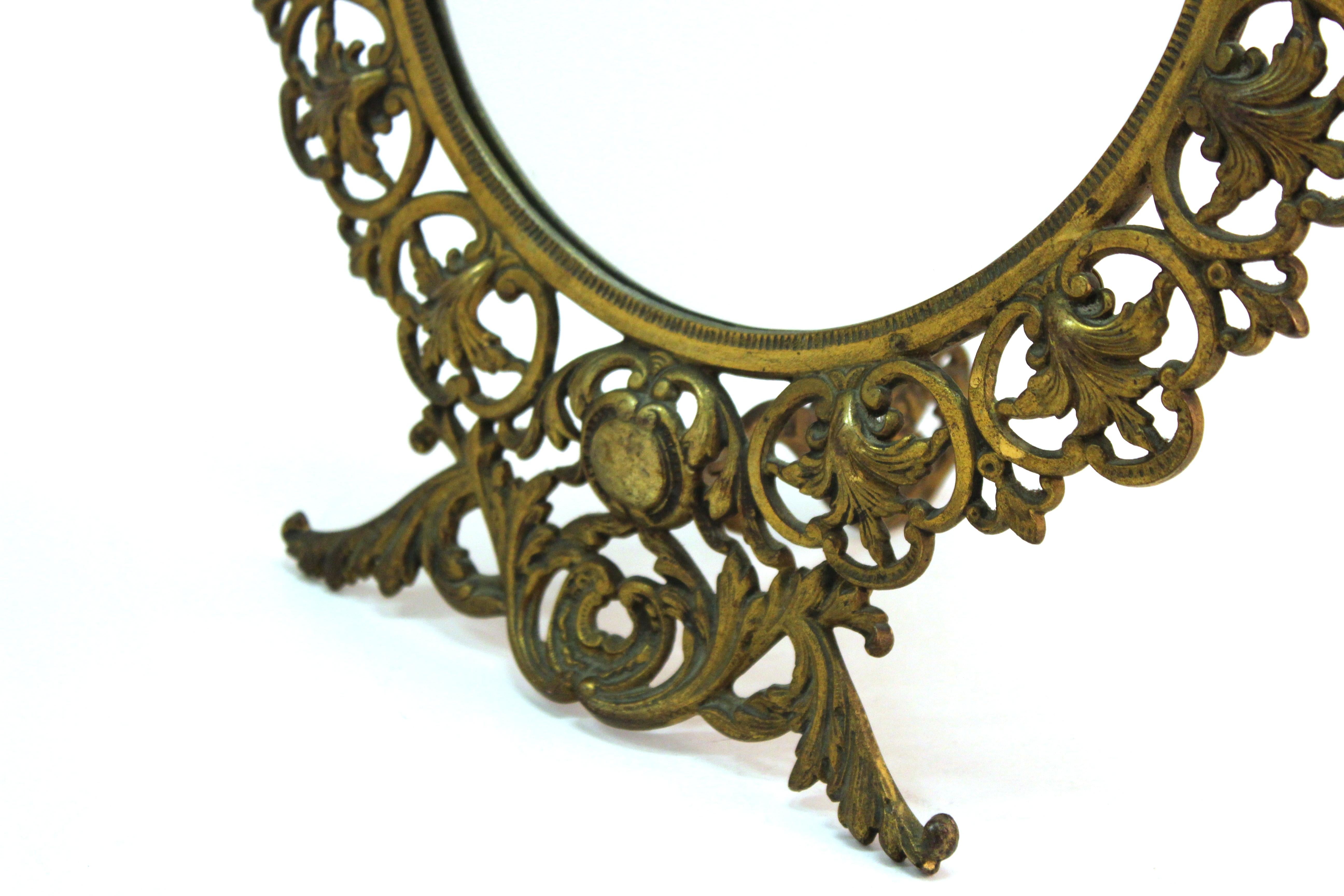 American Victorian Round Gilt Metal Table Mirrors 5