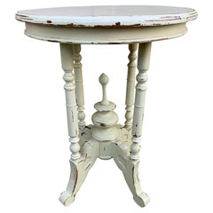 American Victorian Round Painted Walnut Side Table, Late 20th Century
