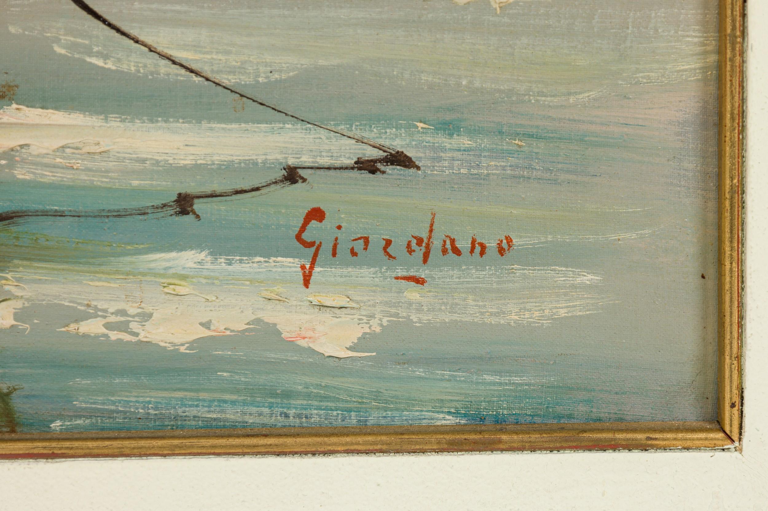Hand-Painted American Victorian Seascape Painting of Two Row Boats in a Lake For Sale