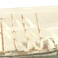 American Victorian Ship and Lighthouse in a Bottle