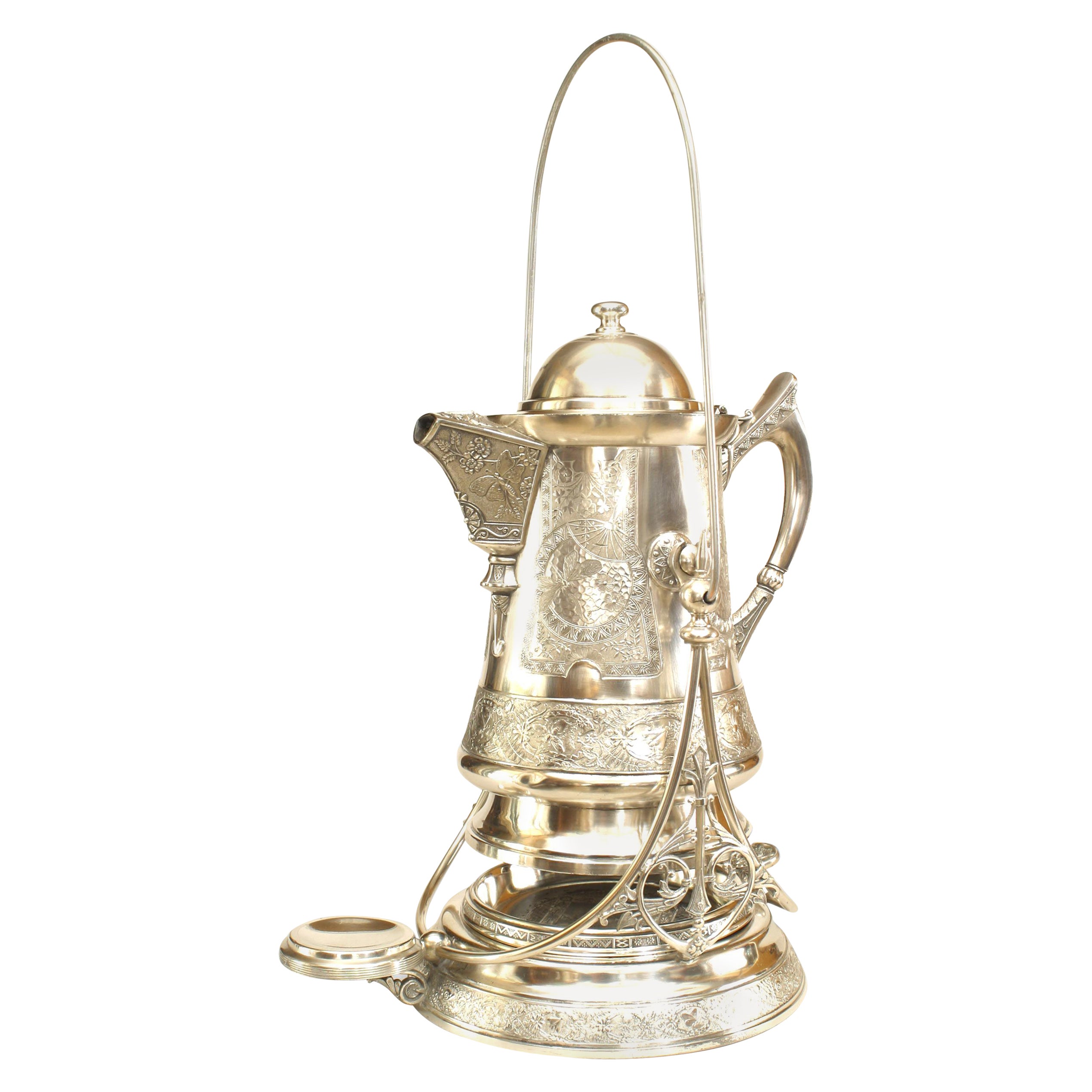 Pichet à eau en métal argenté de style victorien américain