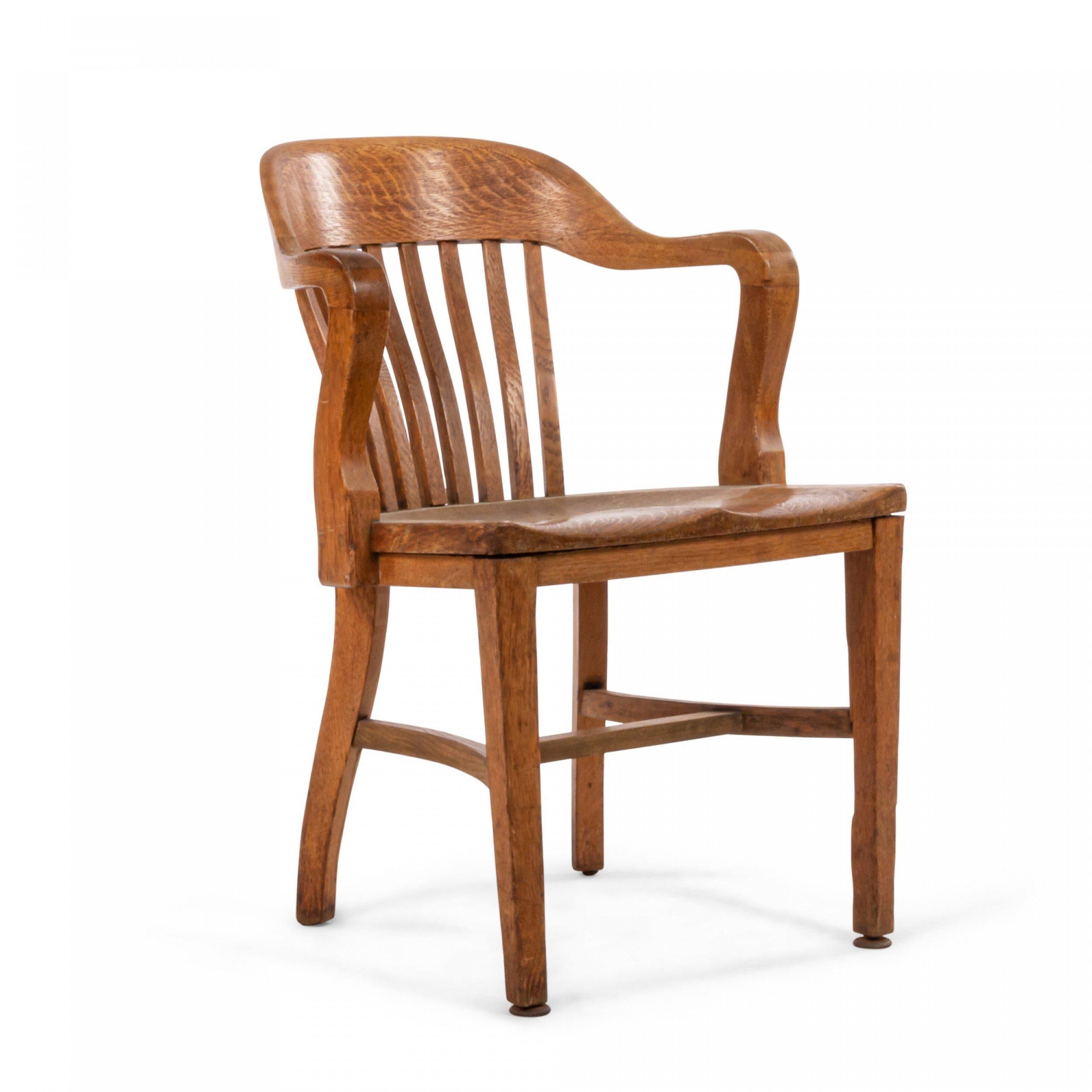 20th Century American Victorian Slat Back Oak Armchair For Sale