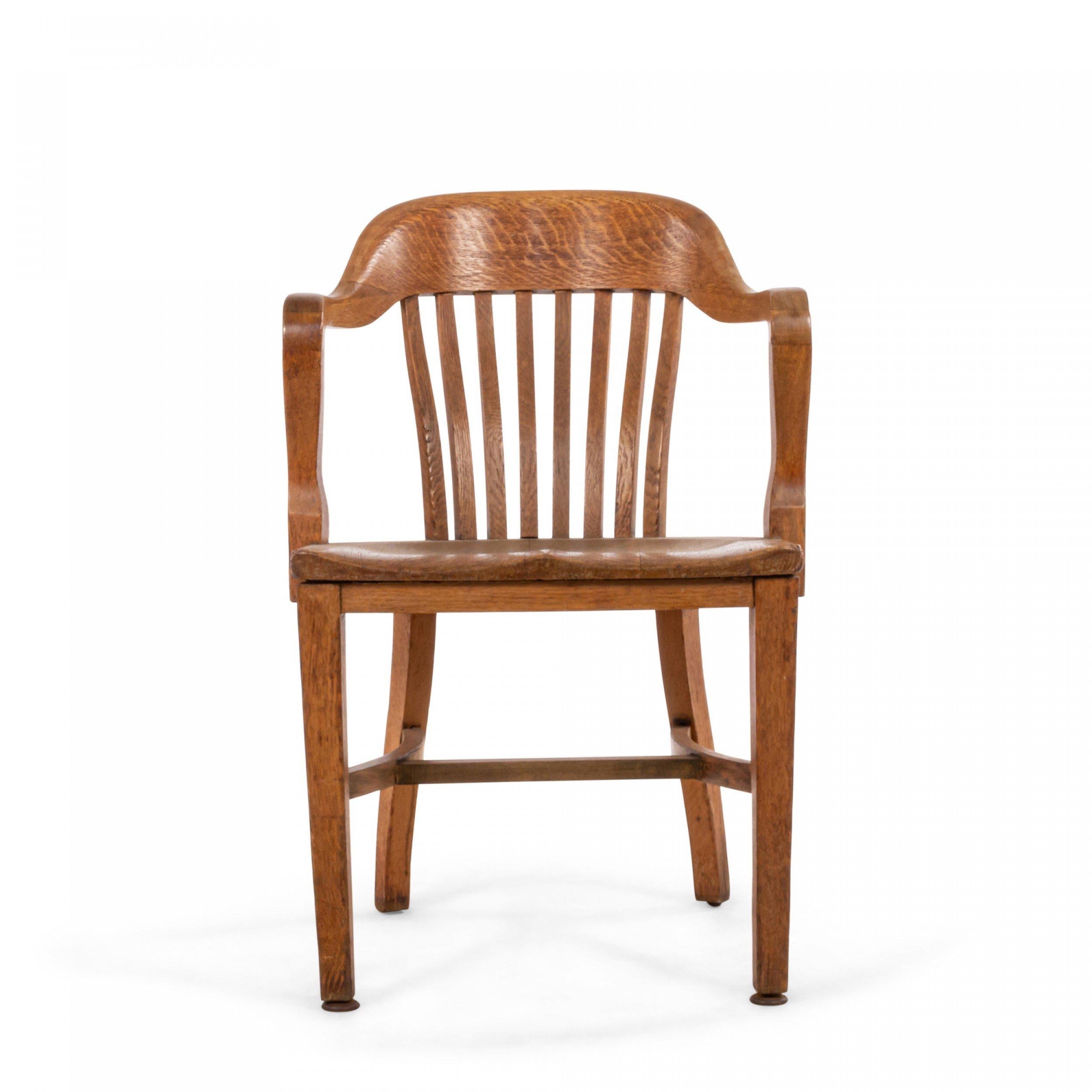 American Victorian Slat Back Oak Armchair For Sale 1