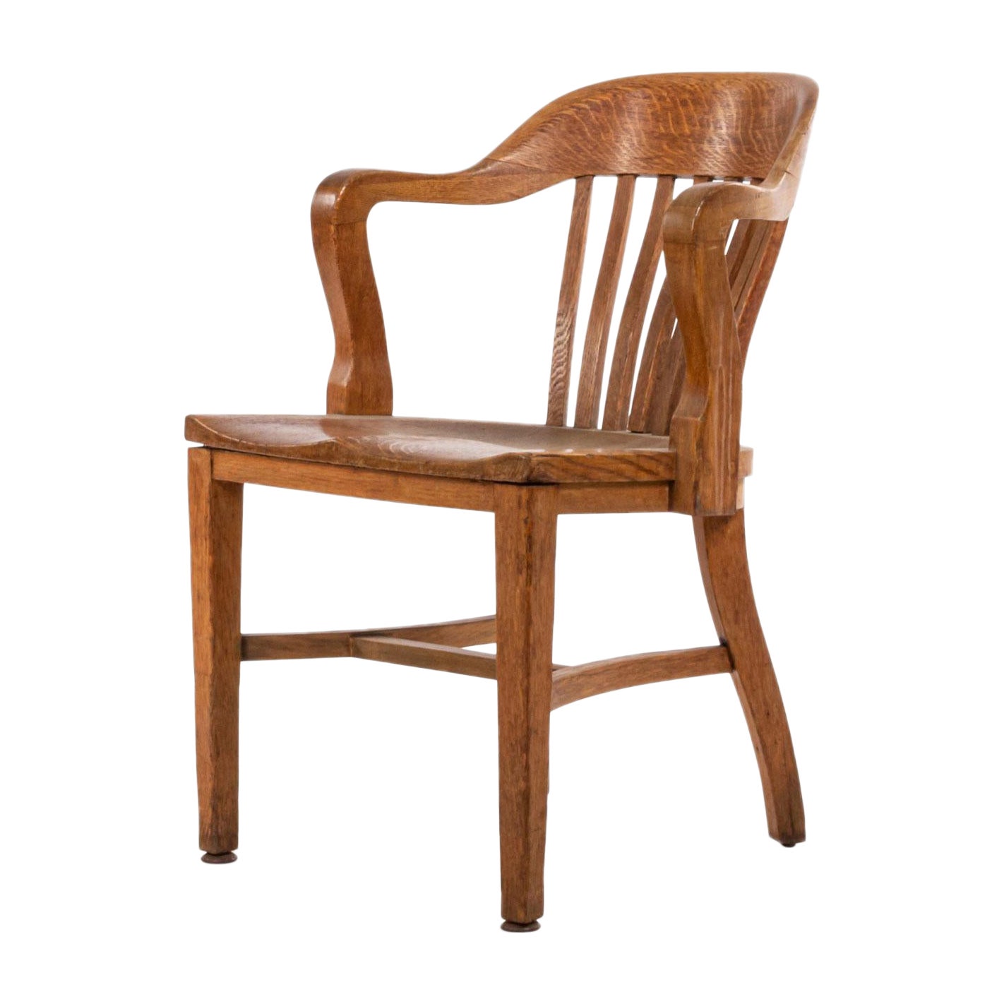 American Victorian Slat Back Oak Armchair