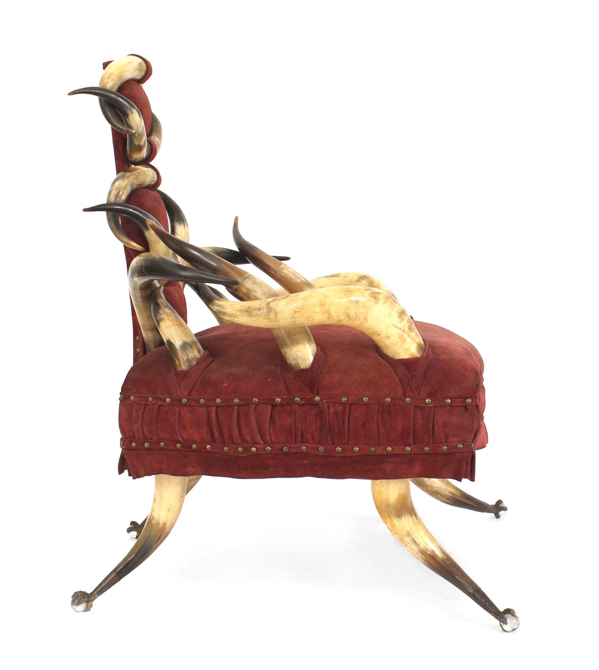 American Victorian Horn Arm Chair In Good Condition For Sale In Queens, NY