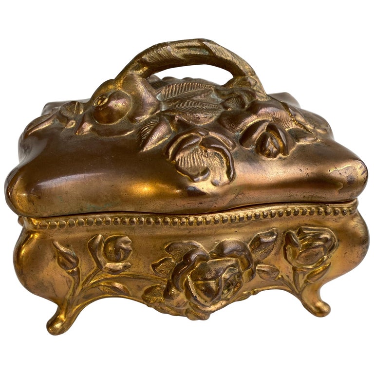 American Victorian Style Brass Jewelry Box Wade Manufacturing For Sale at 1stDibs