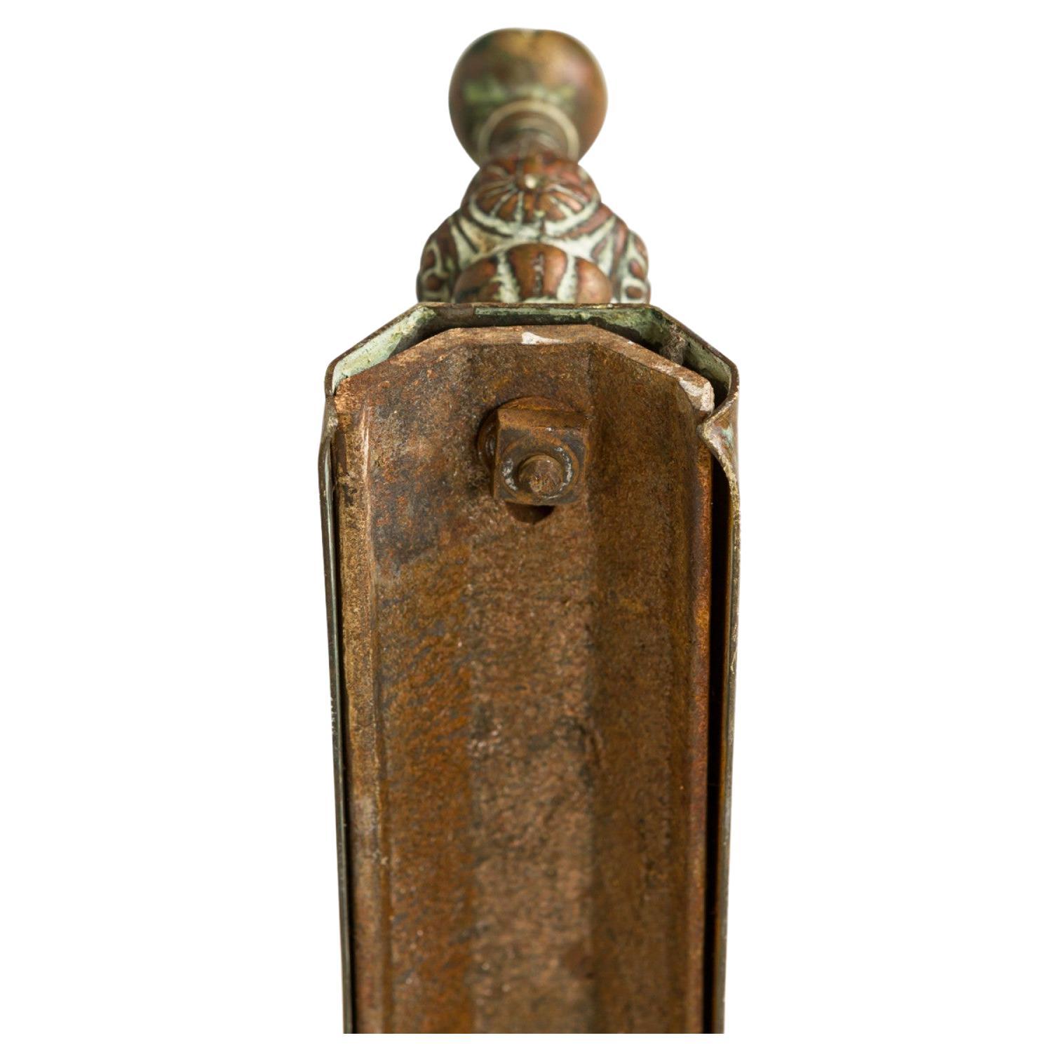 American Victorian Style Bronze and Iron Foliate Design Fireplace Fender