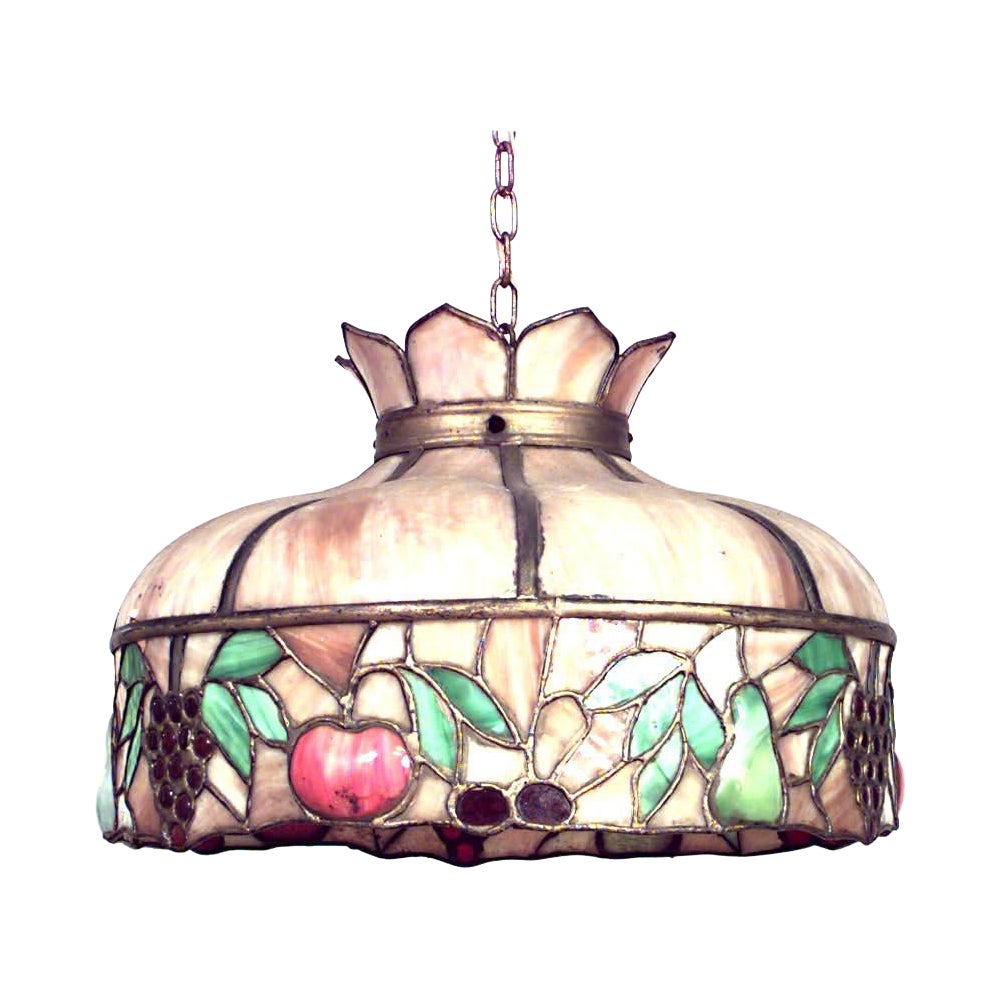 American Victorian Tiffany Style Hanging Shade For Sale