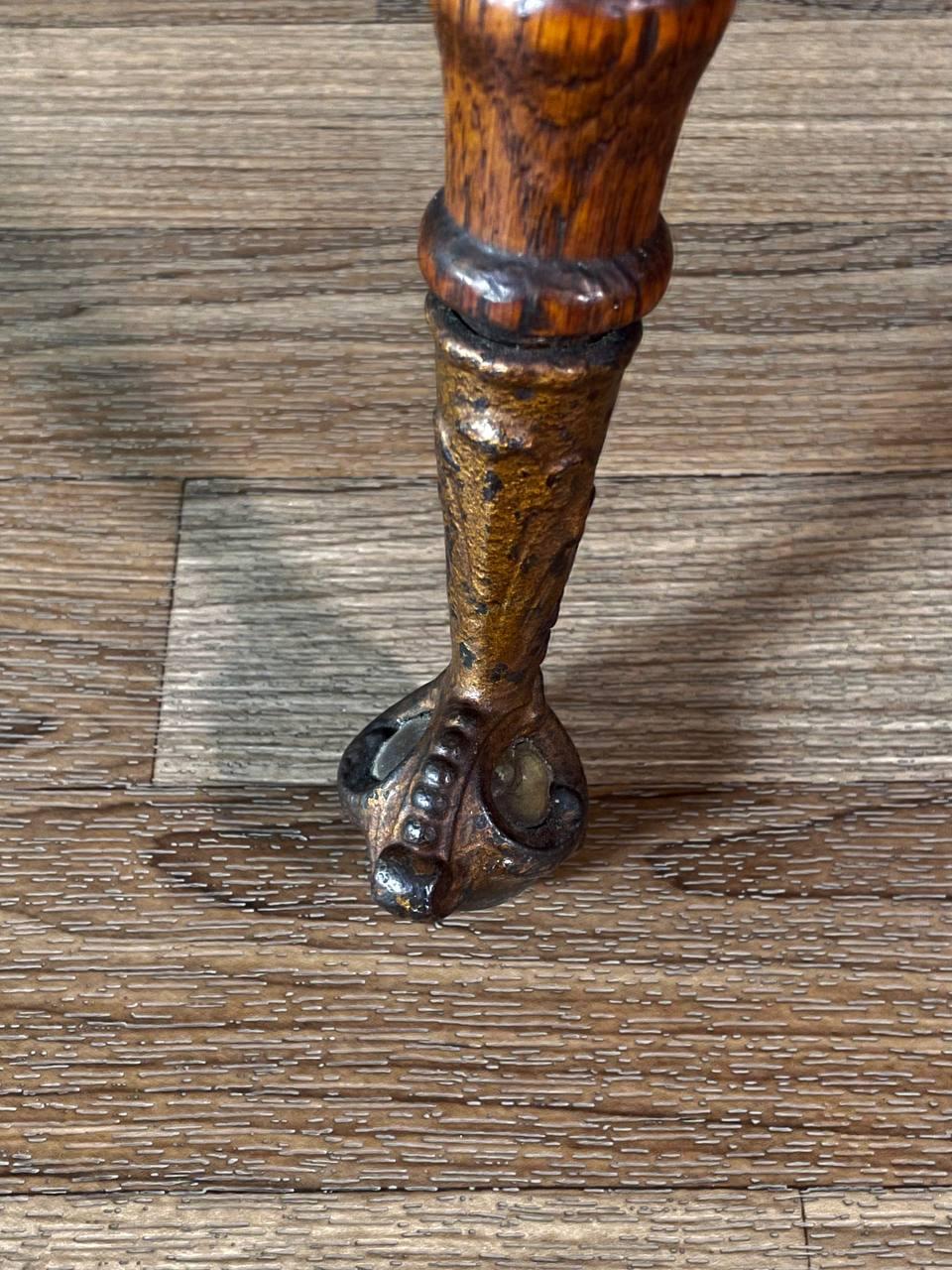 American Victorian Tiger Oak Side Table w/ Barley Twist Legs & Claw Feet For Sale 4