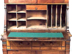 American Victorian Walnut Drop Front Secretary